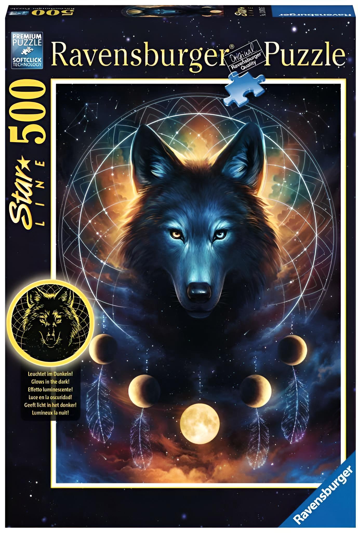 Leuchtender Wolf, 500 Teile Puzzle