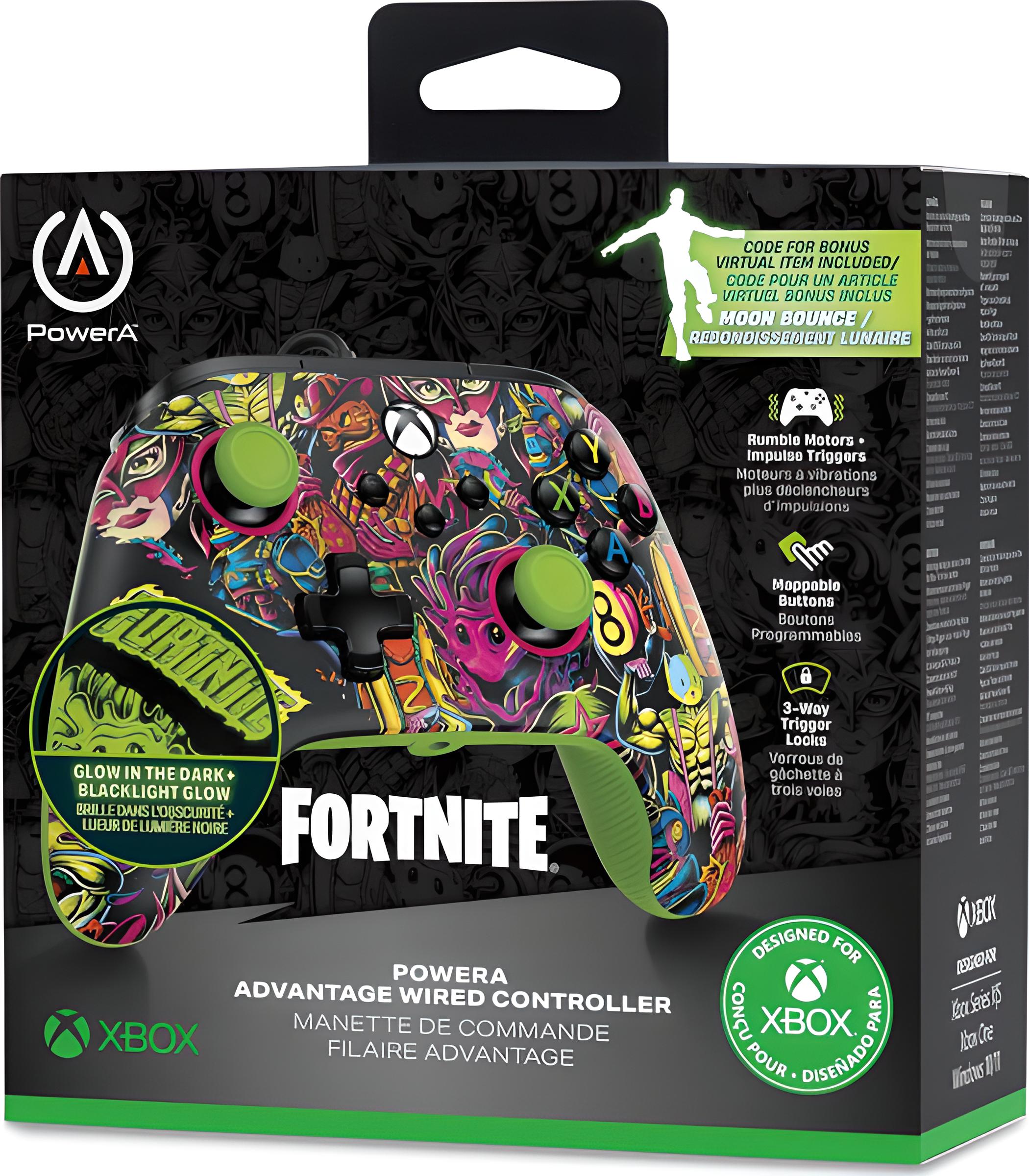 XB Controller Advantage wired Fortnite Leuchten + Moon bounce Emote Fortnite