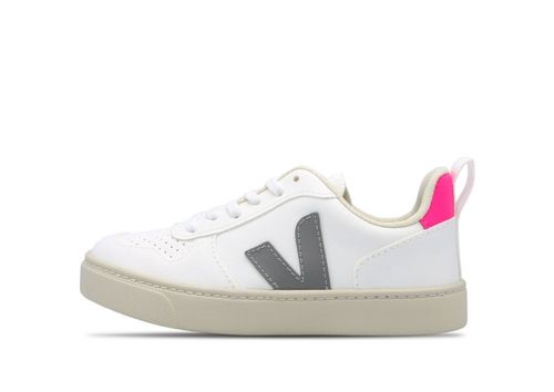 Veja V-10 LACES CWL | Sneaker für Kinder | White/grey/pink
