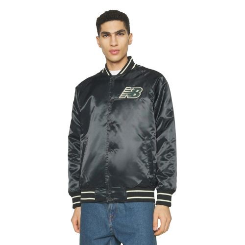 New Balance Athletics Varsity Satin Bomber Jacket | Leichte Jacken für Herren | Schwarz