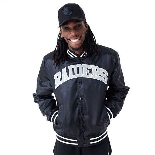 New Era Las Vegas Raiders NFL Satin Jacket | Leichte Jacken für Herren | Schwarz
