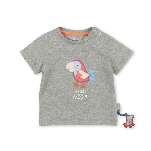 sigikid Baby T-Shirt Papagei Motiv | Shirts für Kinder | Grau