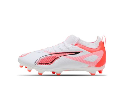 Puma Fussball Ultra 5 Match FG/AG Jr | Fußballschuhe für Kinder | White / Black / Glowing Red