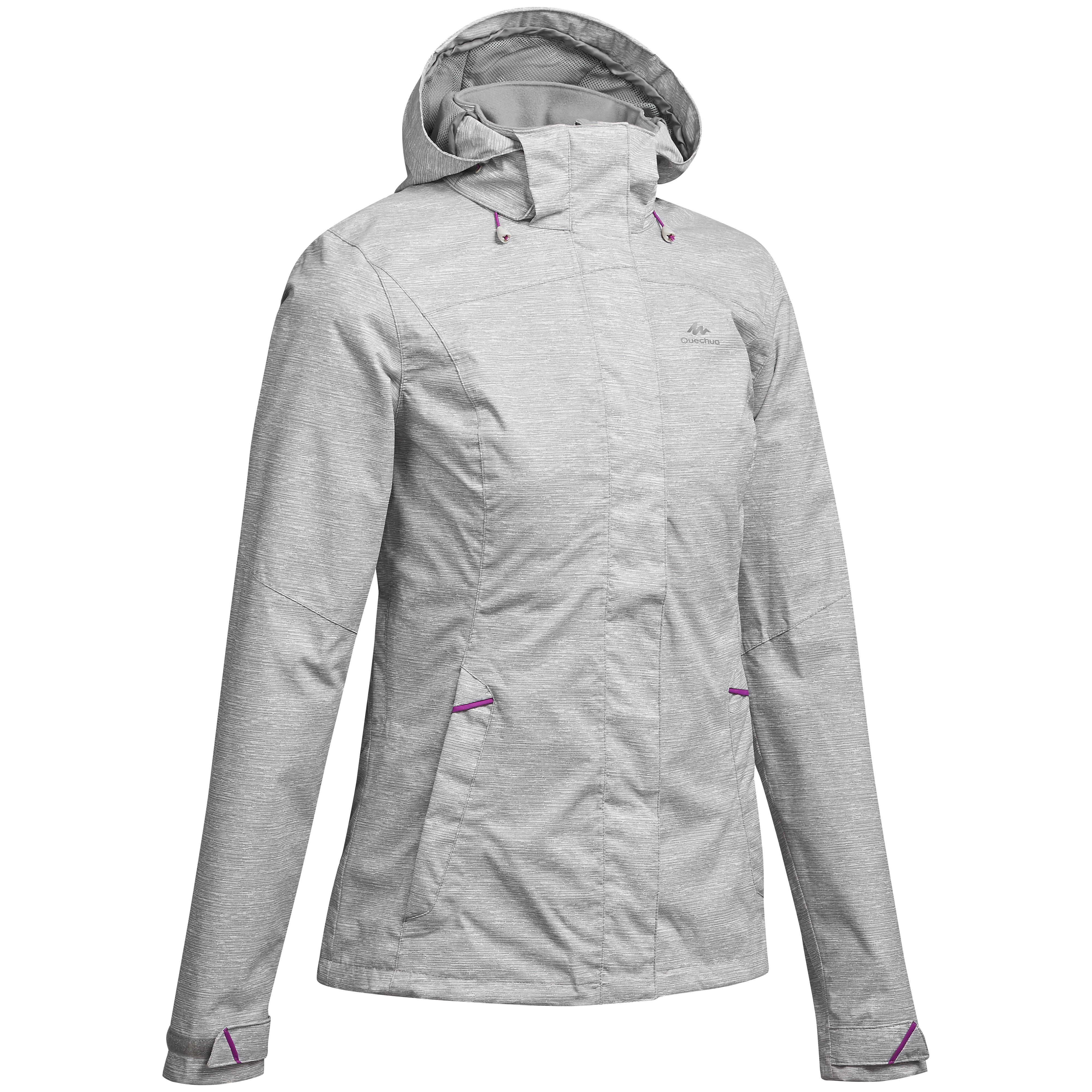 Regenjacke Damen wasserdicht Wandern - NH500 graumeliert