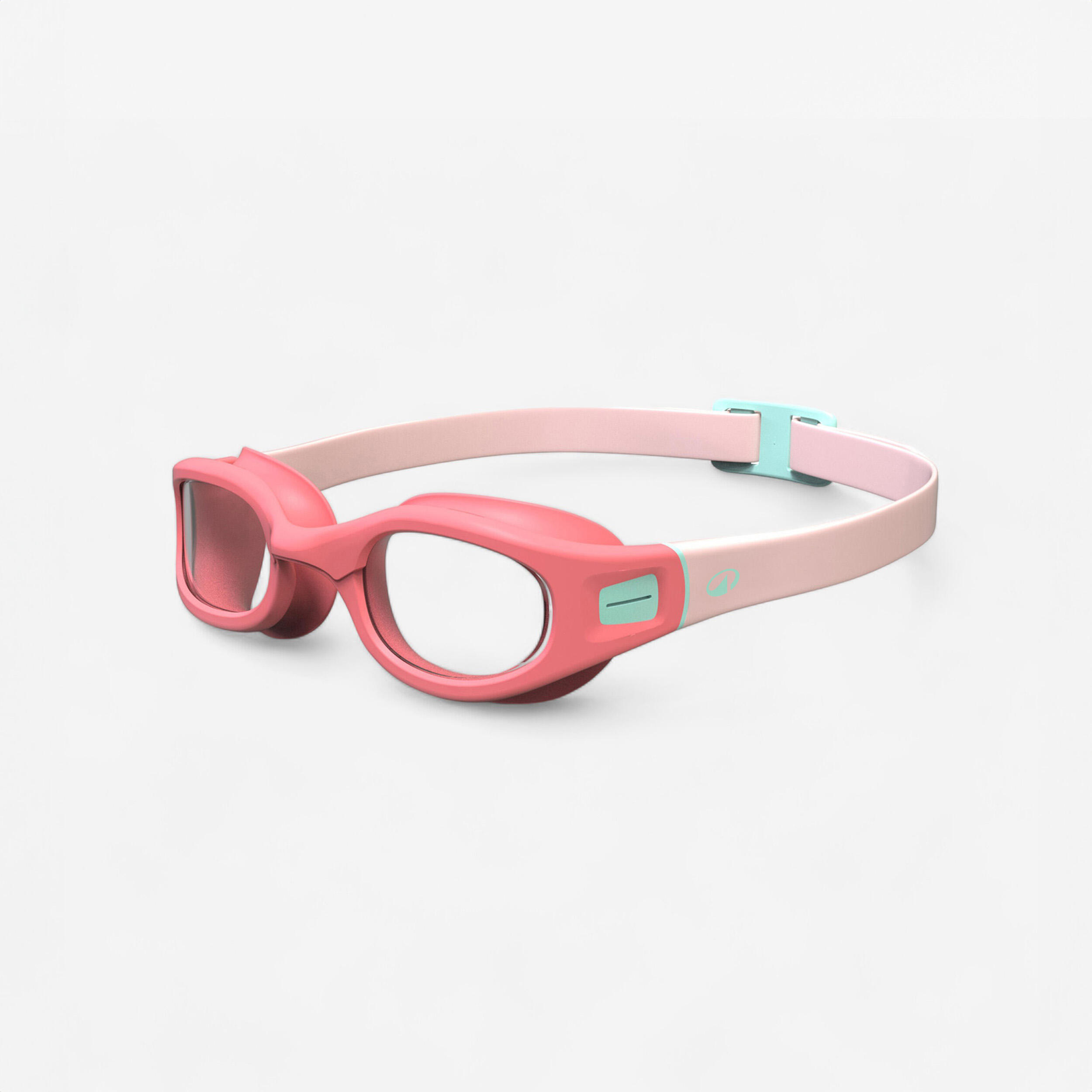 Schwimmbrille Soft kleine Größe klar Gläser rosa/türkis