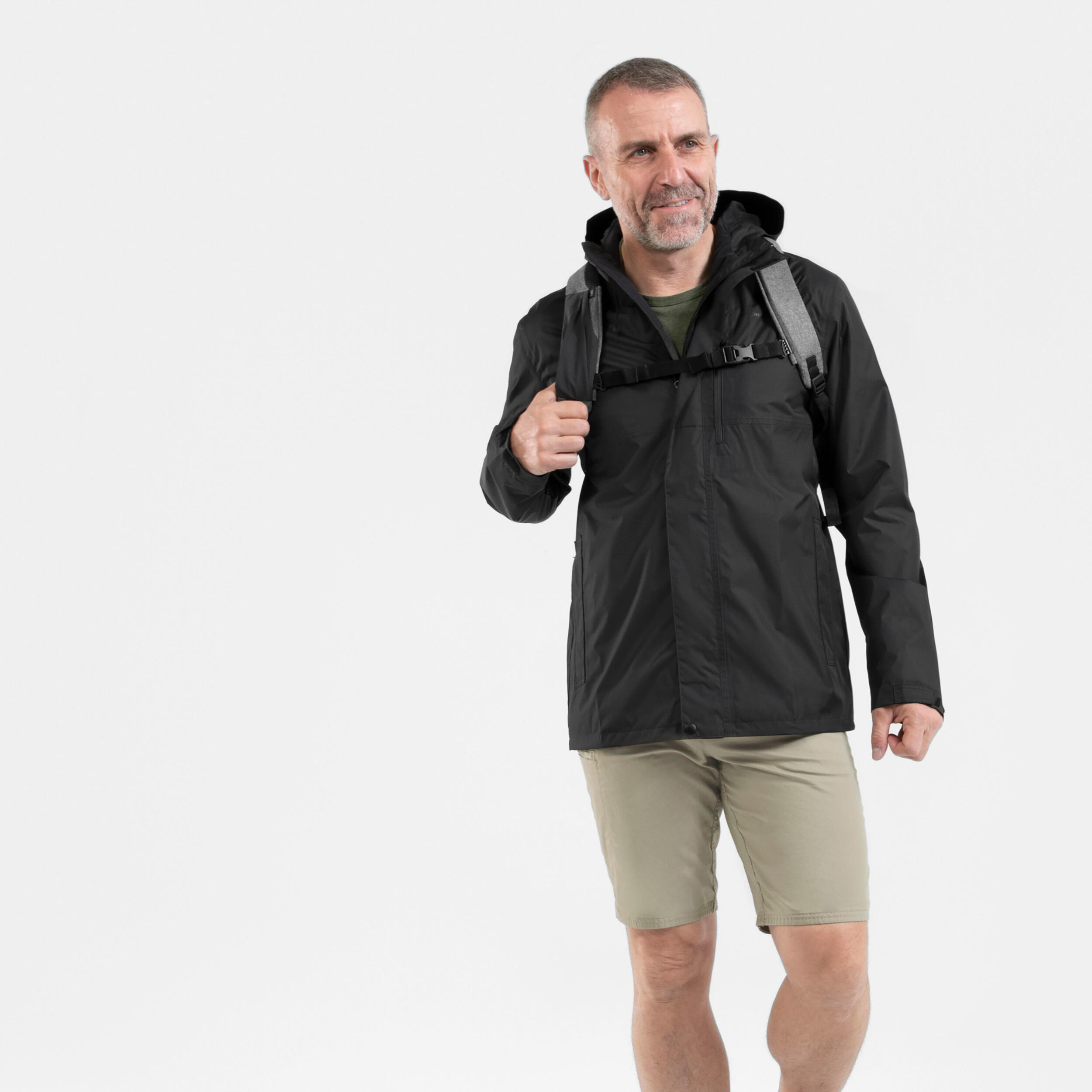 Regenjacke Herren wasserdicht Wandern - NH500 schwarz