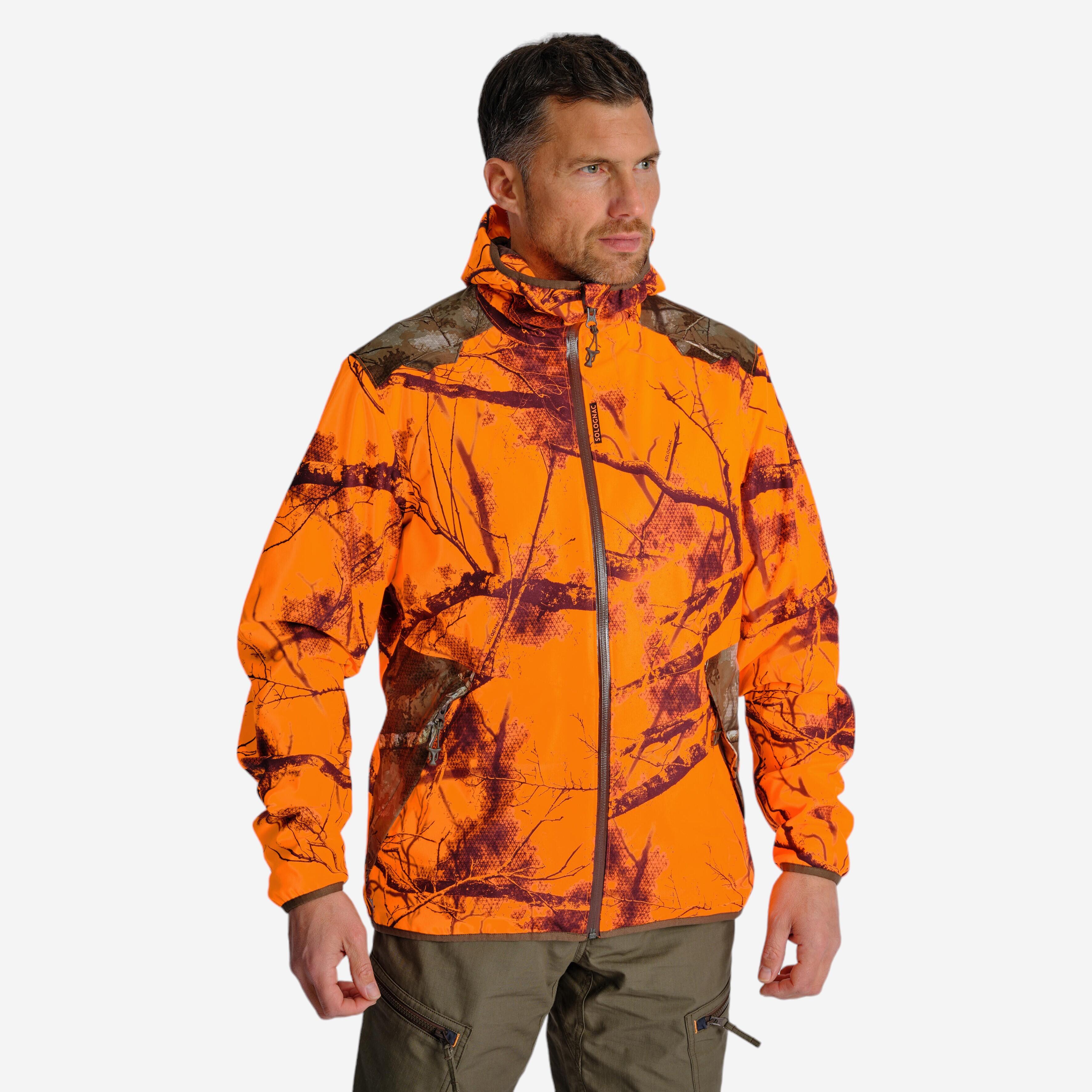 Jagd-Regenjacke 500 Treemetic geräuscharm light orange
