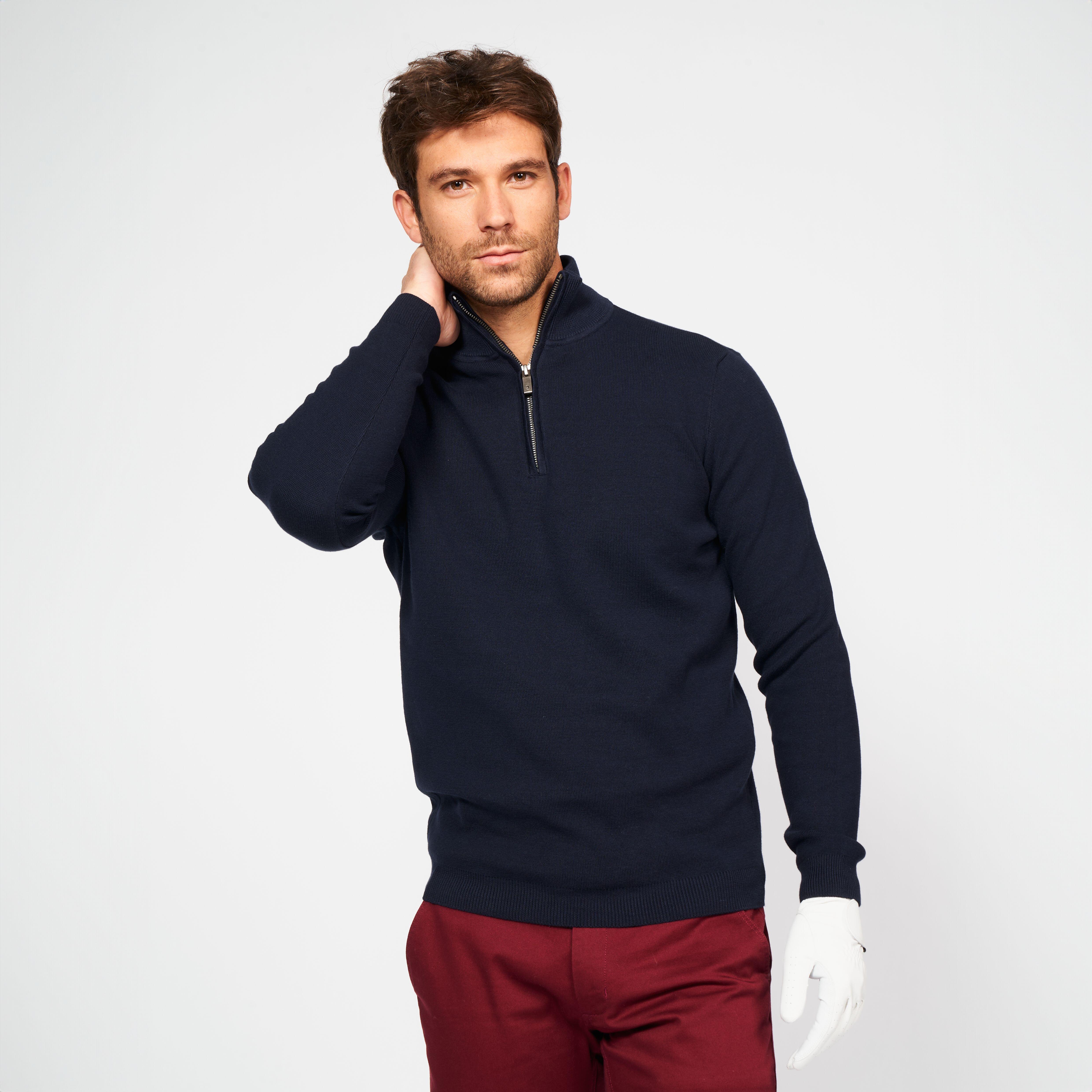 Herren Golf Pullover mit Stehkragen und Reißverschluss - MW500 Herren dunkelblau