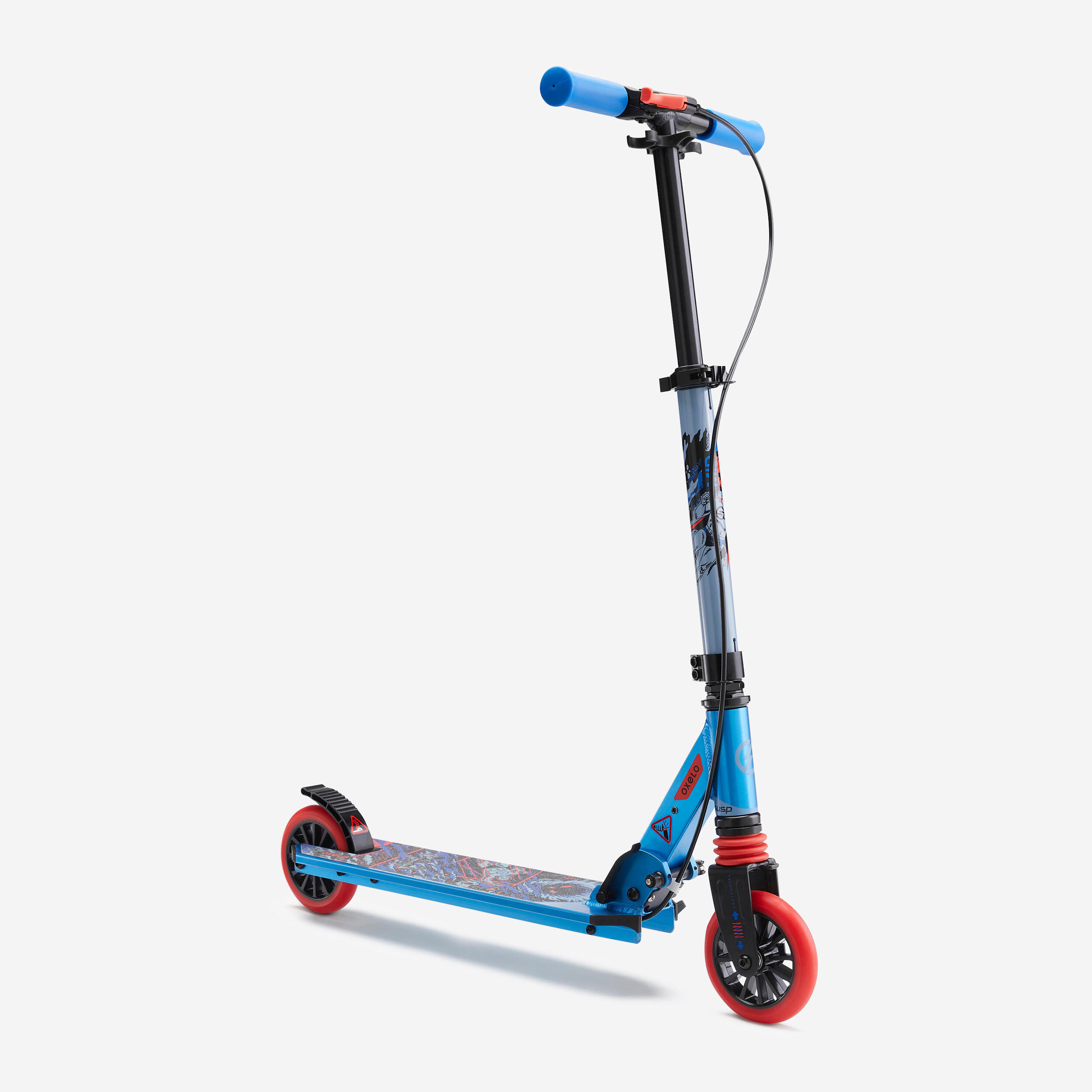Scooter Tretroller Kinder Federung Lenkerbremse - Mid 5 blau