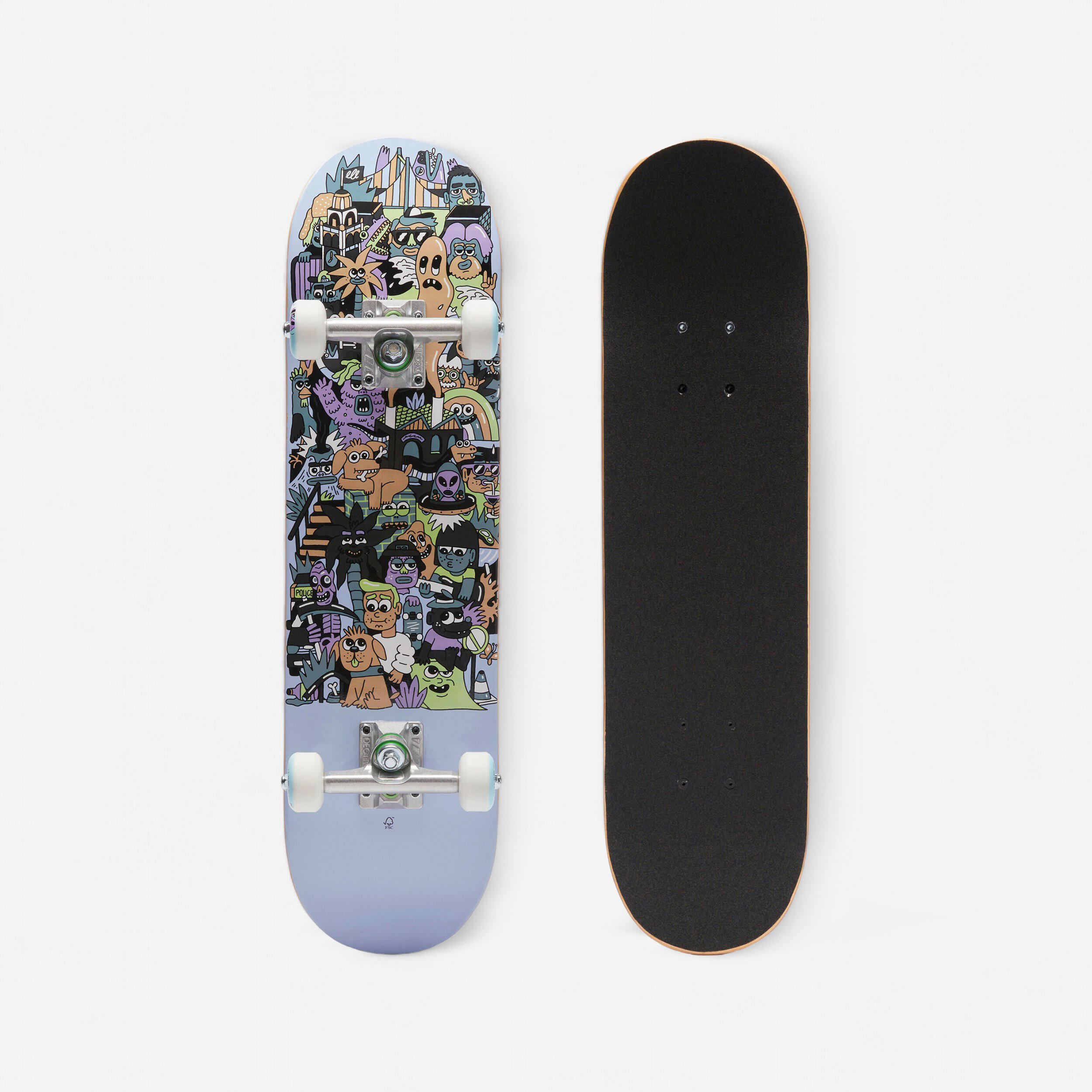 Skateboard-Deck Kinder 3–7 Jahre 7,25' - CP100 Mini Skatopia grau