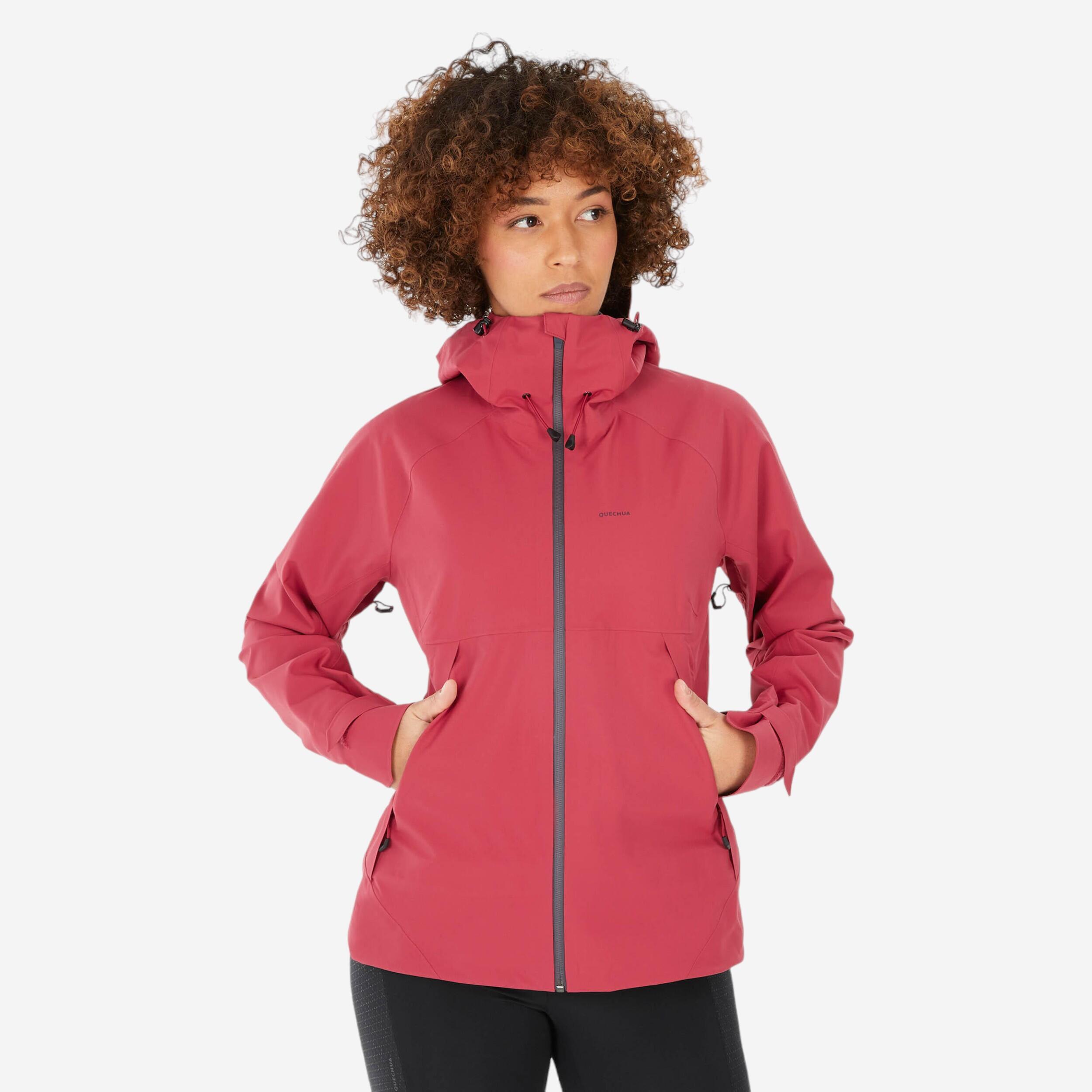 Regenjacke Damen wasserdicht Wandern - MH500 himbeerrot