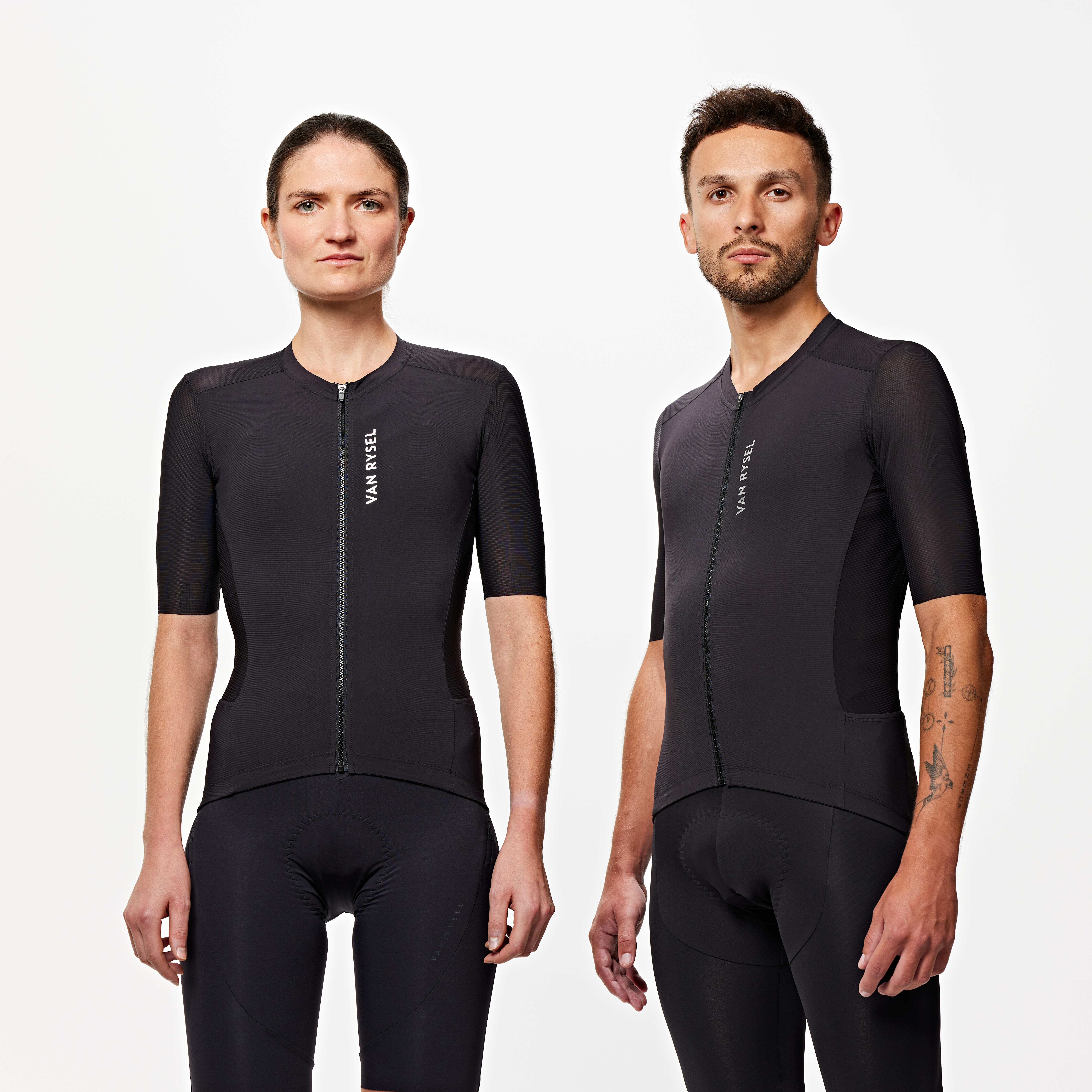 Radtrikot Rennrad kurzarm Sommer 'Racer 2' Schwarz