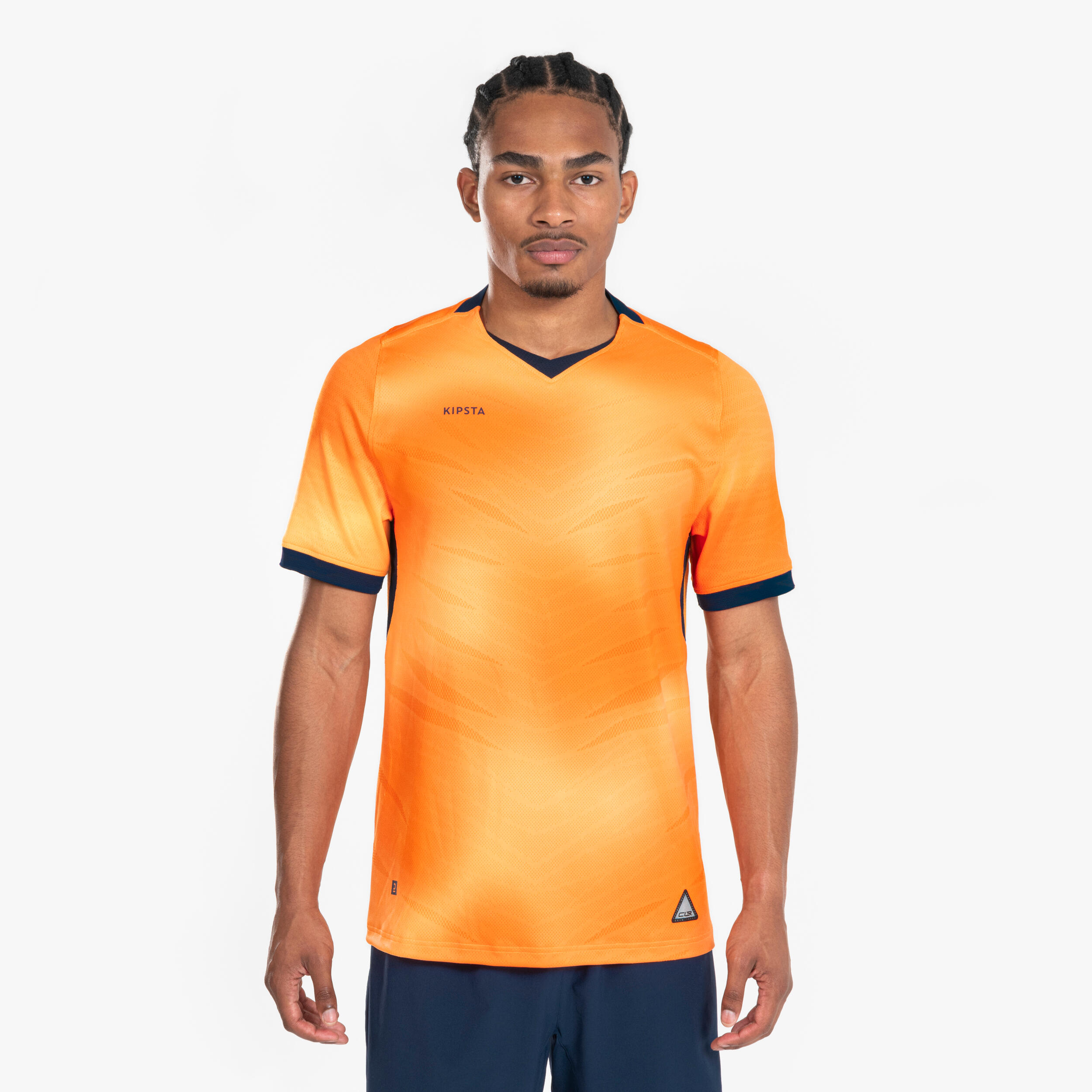 Damen/Herren Fußball Trikot kurzarm - CLR orange/marineblau