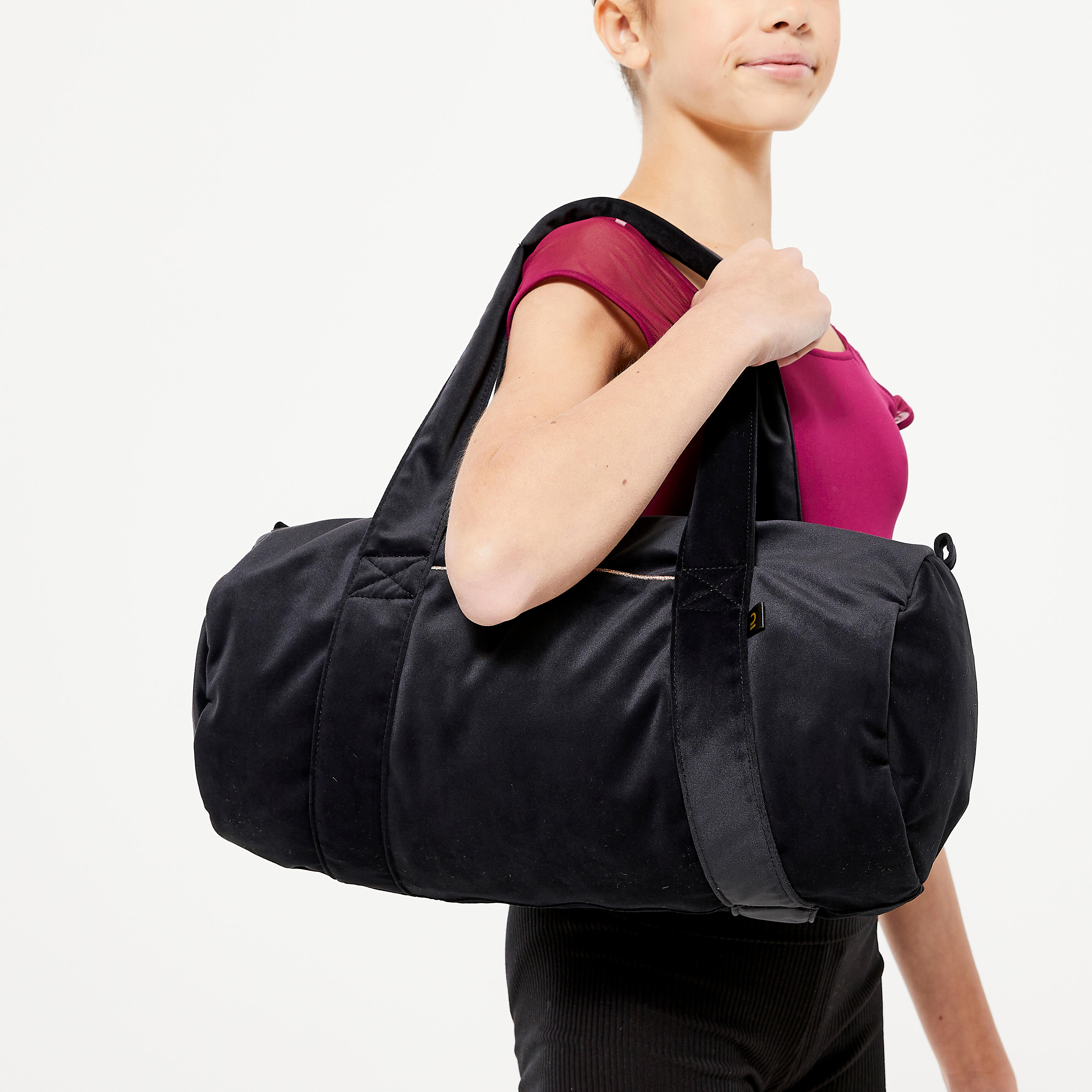 Sporttasche Dance Mädchen Samtoptik 15 L - schwarz