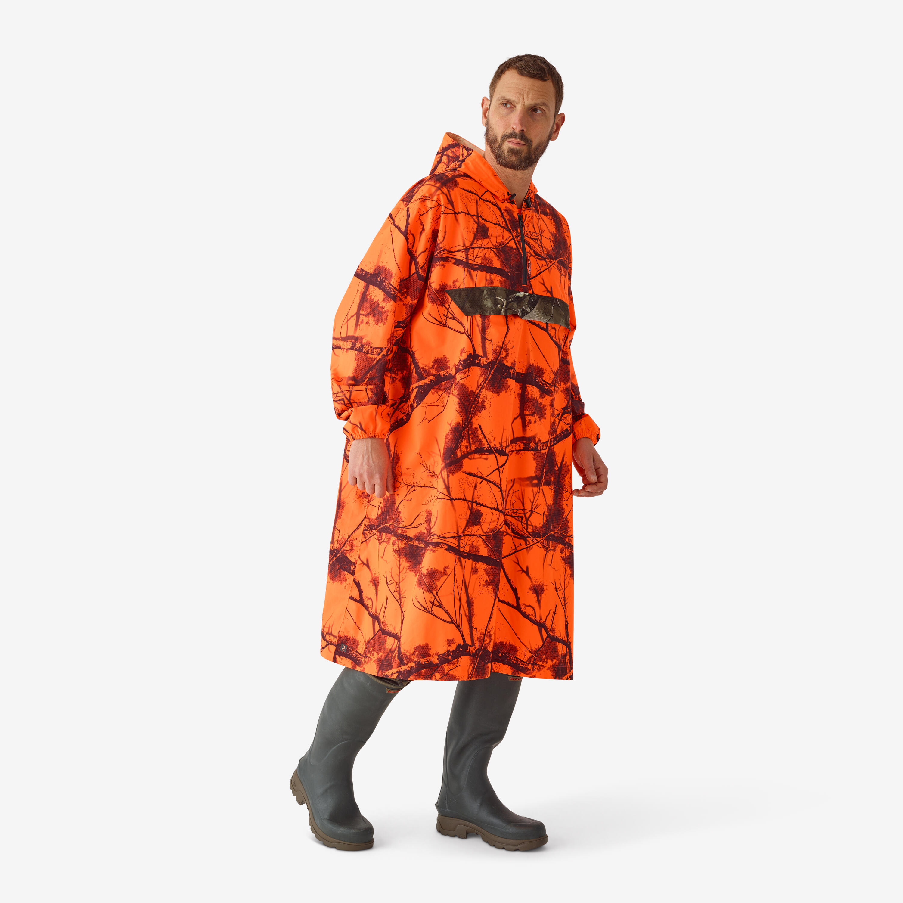 Jagd-Regenponcho 500 geräuscharm Treemetic orange