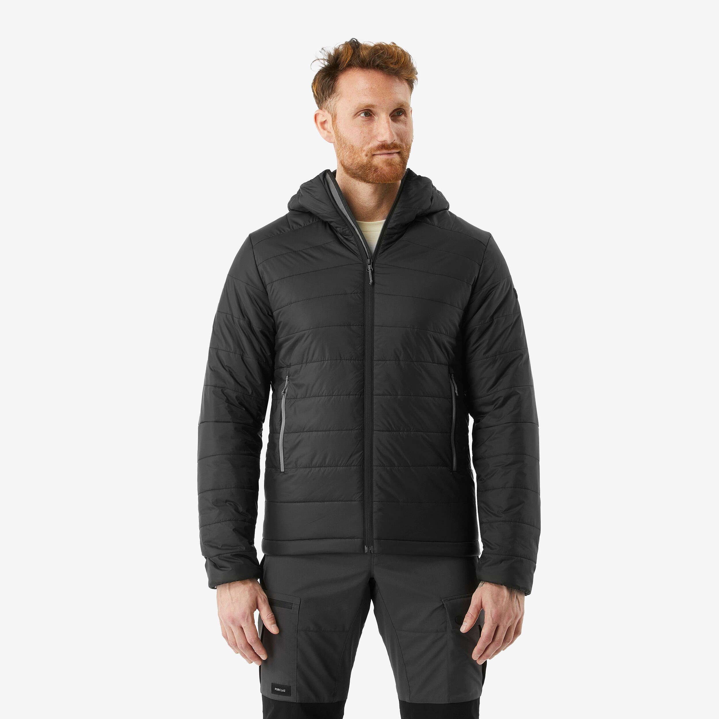 Wattierte Jacke Herren bis -5 °C Kapuze Trekking - MT100 schwarz