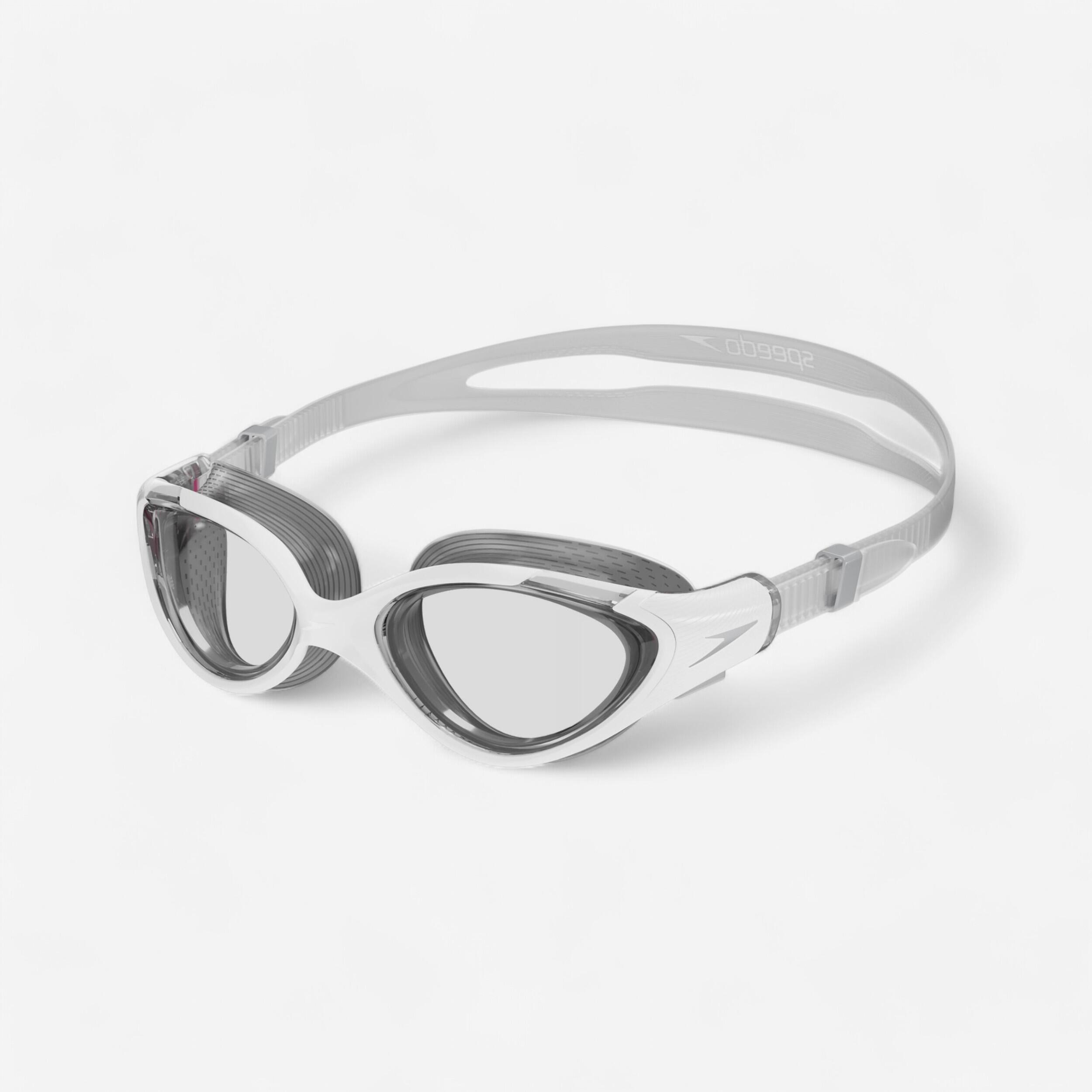 Schwimmbrille Damen klare Gläser - Speedo Biofuse 2.0 weiss/grau