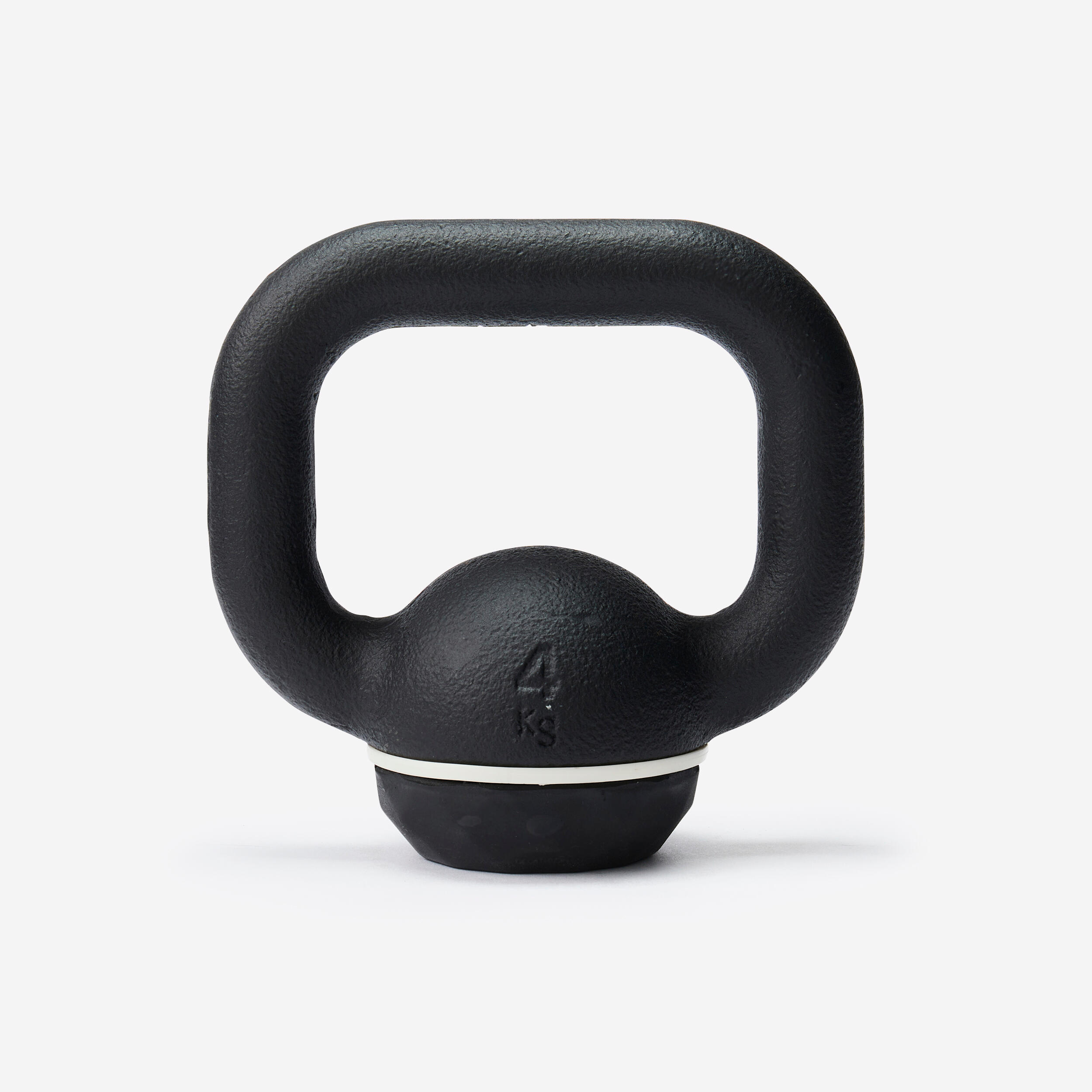 Kugelhantel Kettlebell Gusseisen teilweise recycelt mit Basis aus Gummi 4 kg