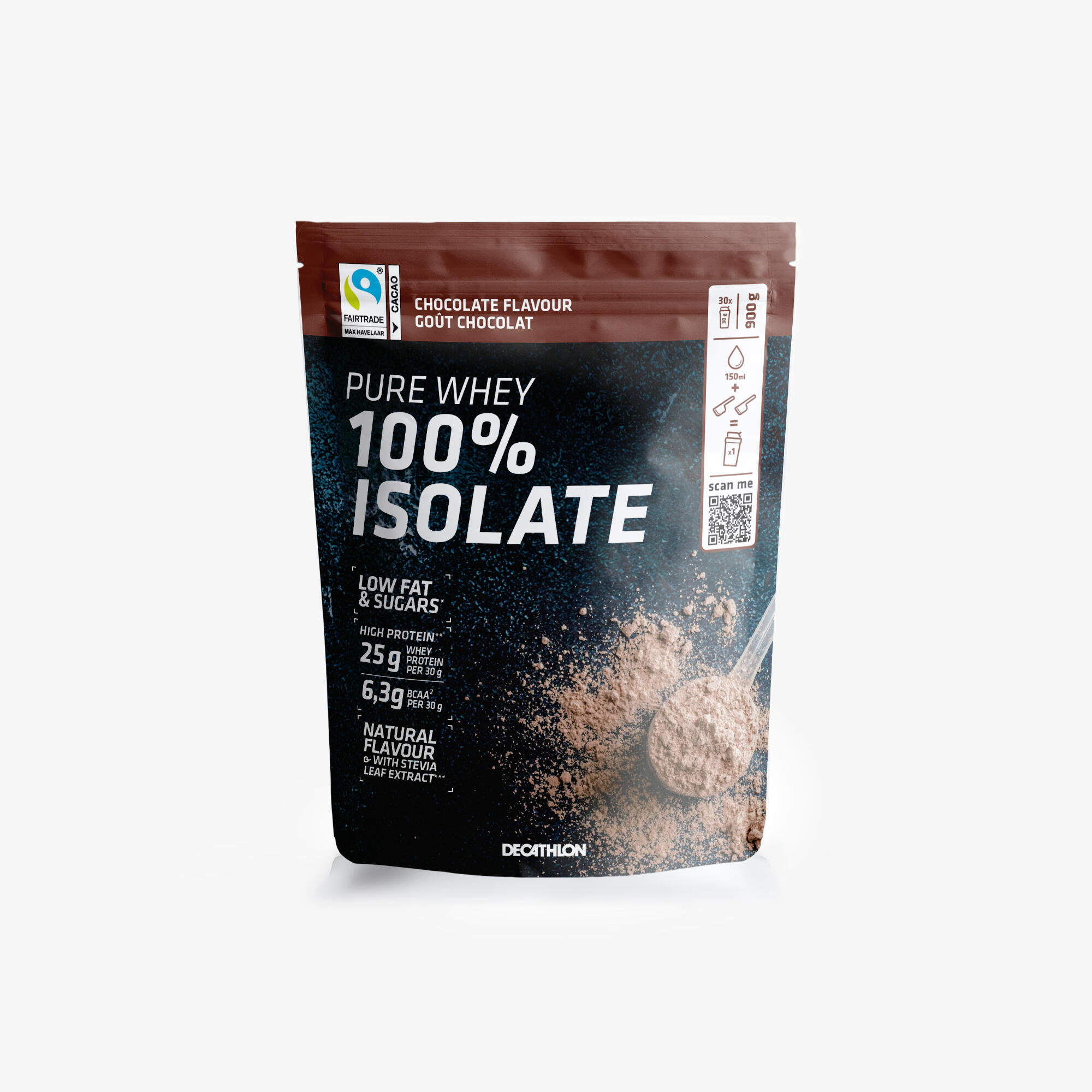 Protein Getränkepulver Pure Whey 100 % Isolate Schokolade 900 g
