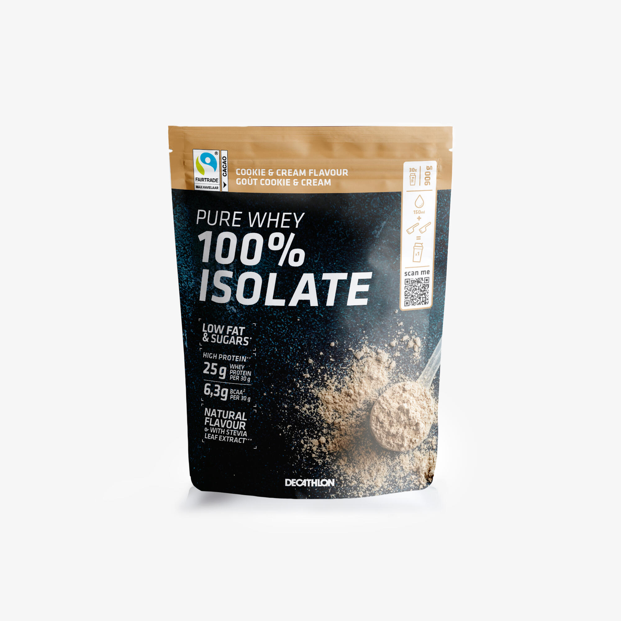 Pure Whey Protein Getränkepulver 100 % Isolate Cookie & Cream 900 g