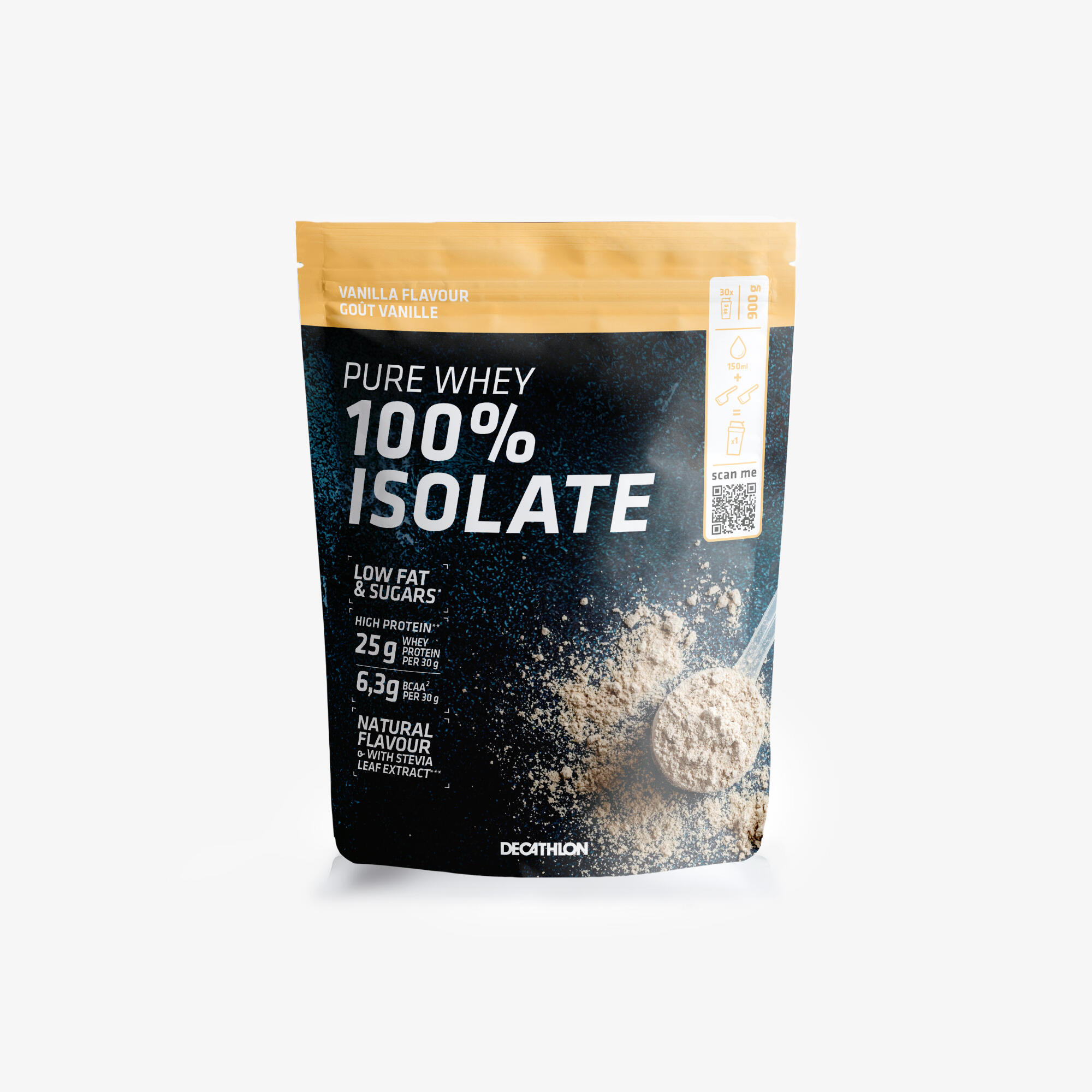 Pure Whey Protein Getränkepulver 100 % Isolate Vanille 900 g
