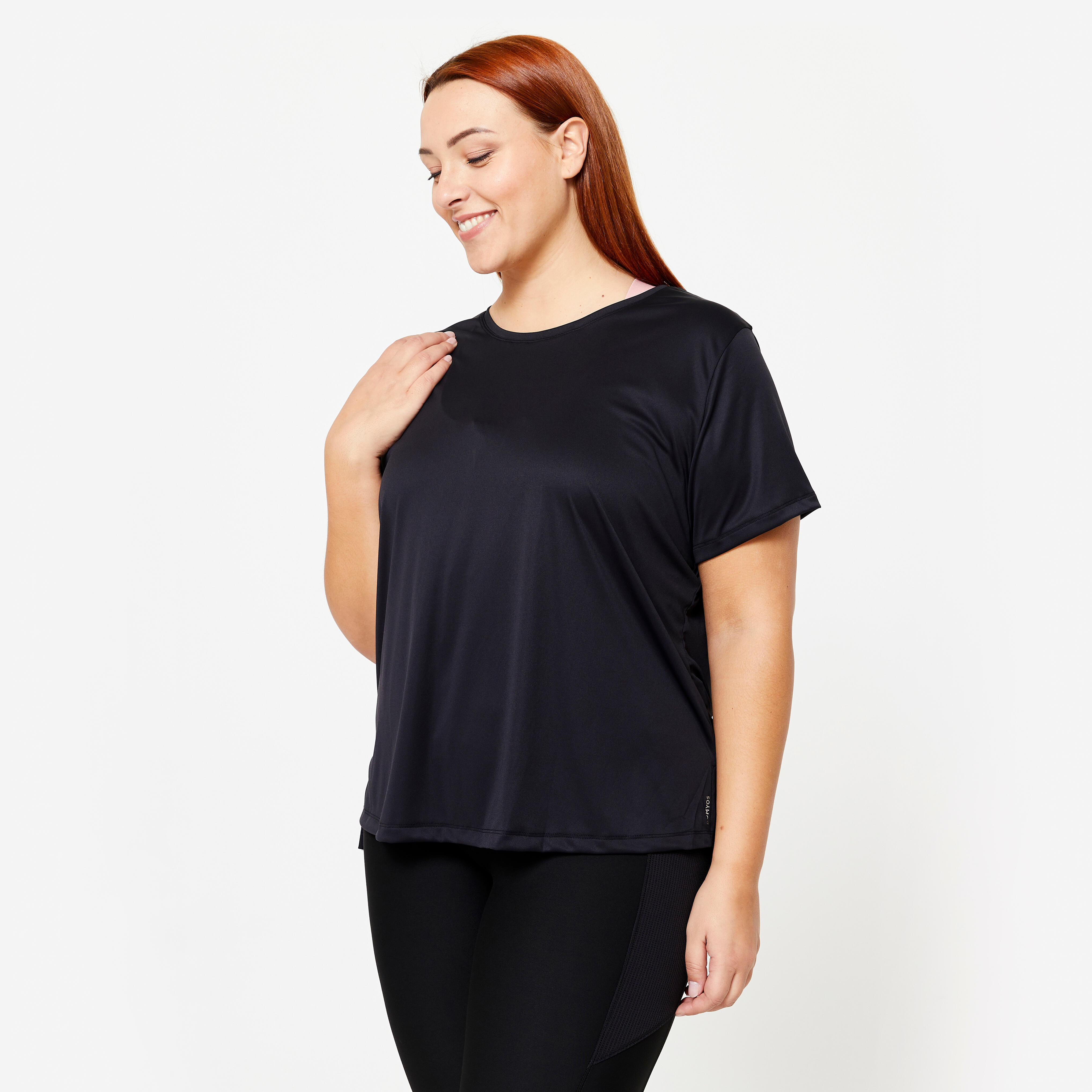 T-Shirt Damen Fitness grosse Grössen - 120 L schwarz