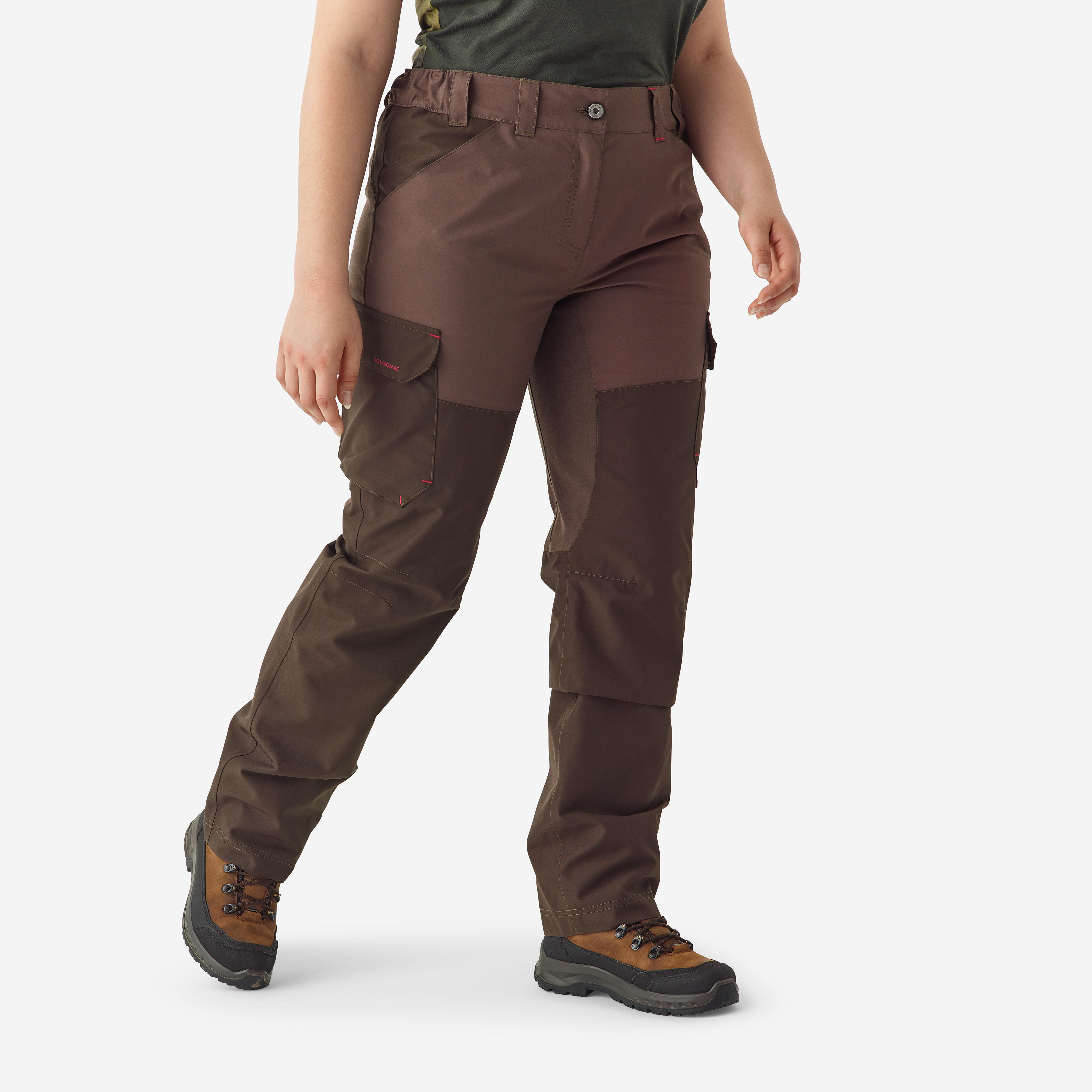 Jagd-Regenhose 500 Damen Cargo-Taschen braun