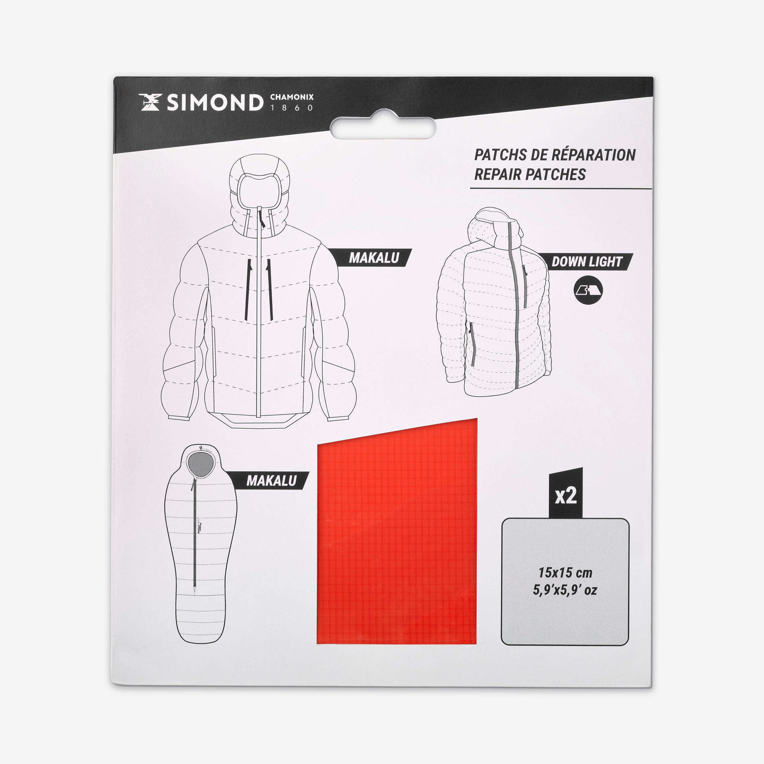 Reparaturpatch Bergsteigen Daunenbekleidung + Schlafsack - rot