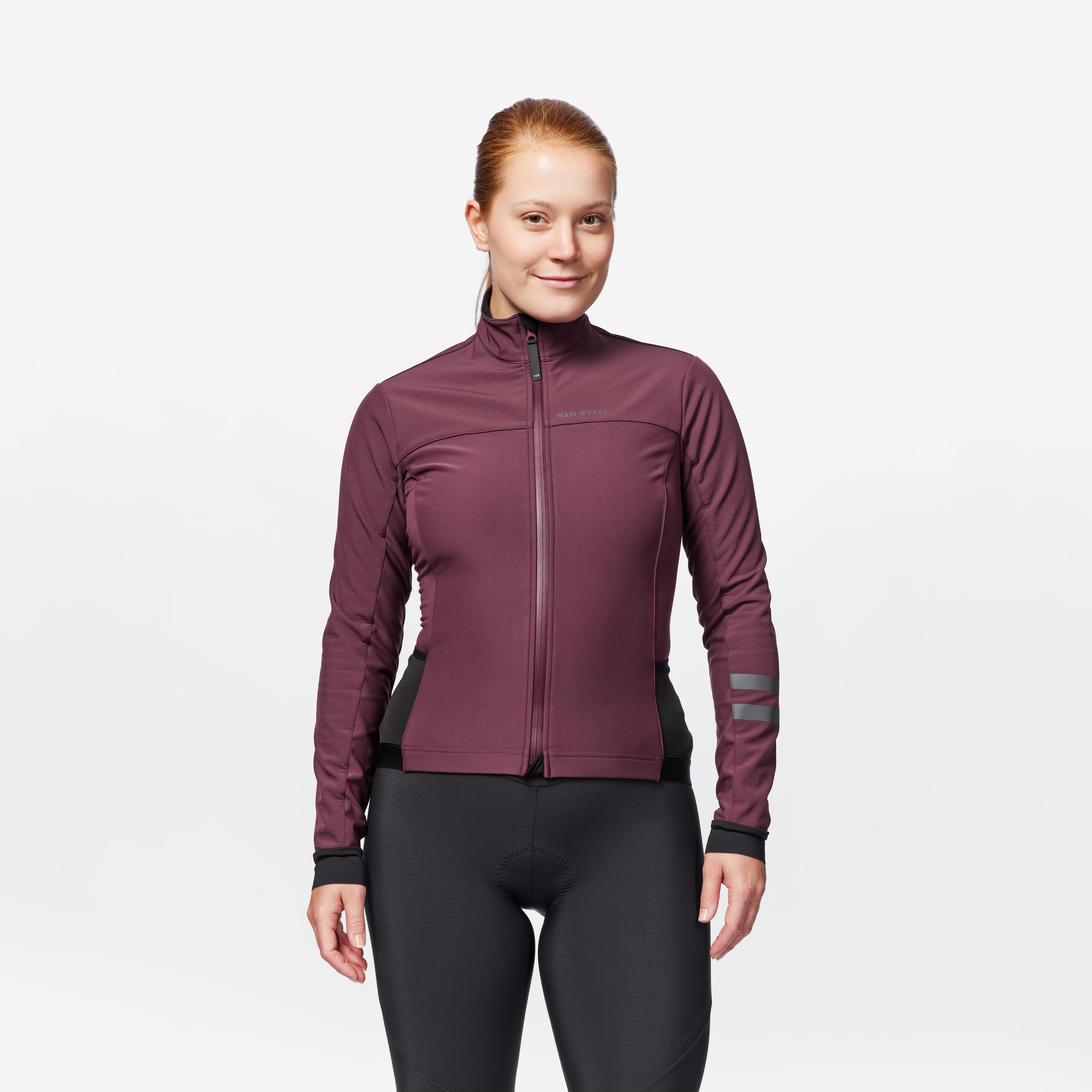 Winterjacke Rennrad Damen dunkelrot