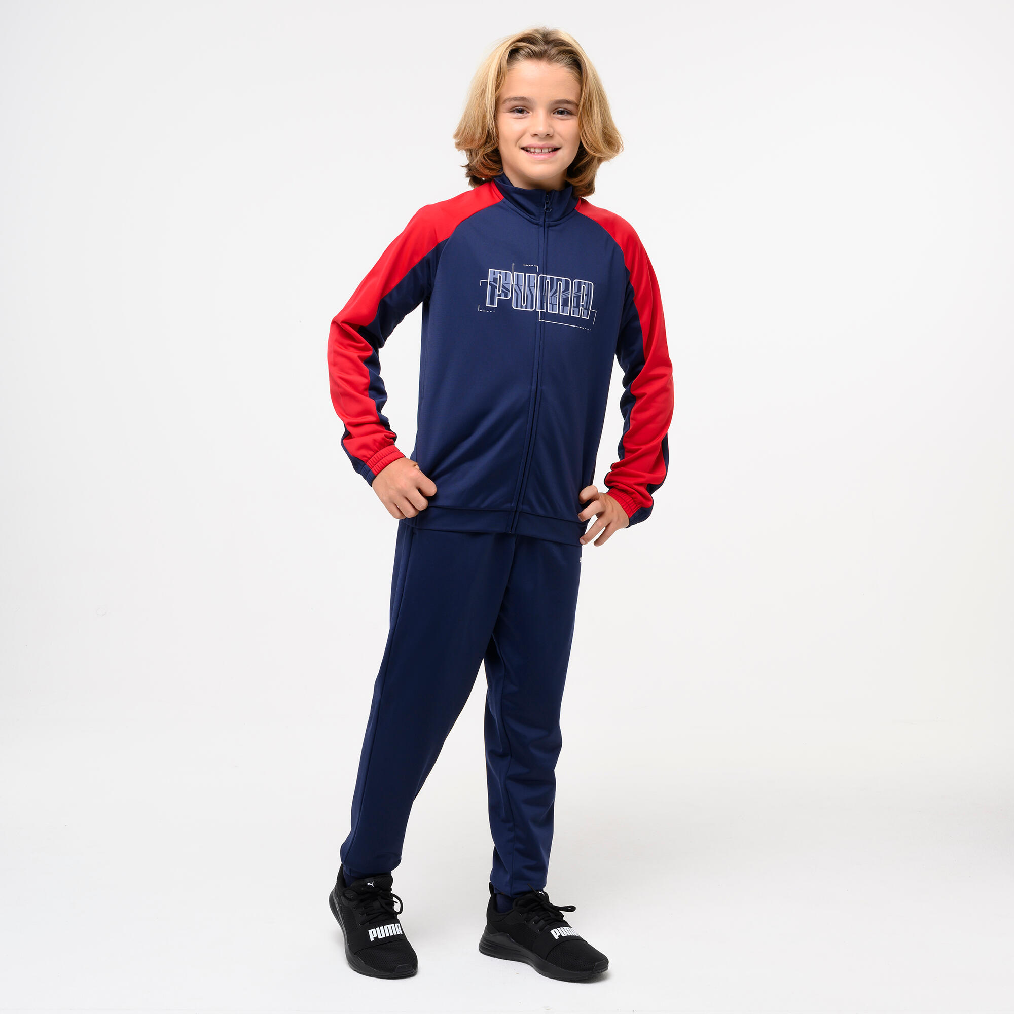 Trainingsanzug Kinder Polyester - blau/rot