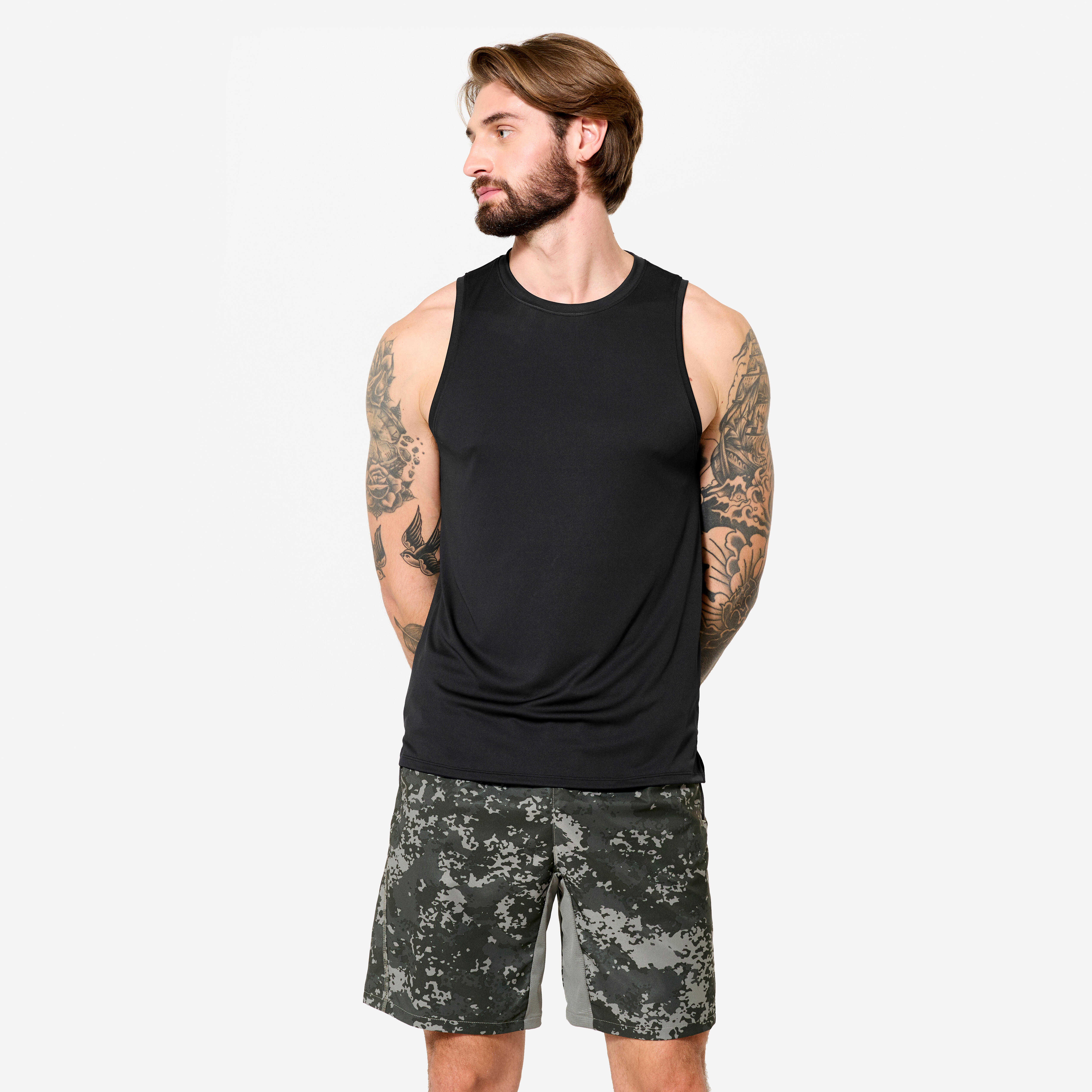 Tank Top Herren atmungsaktiv - schwarz