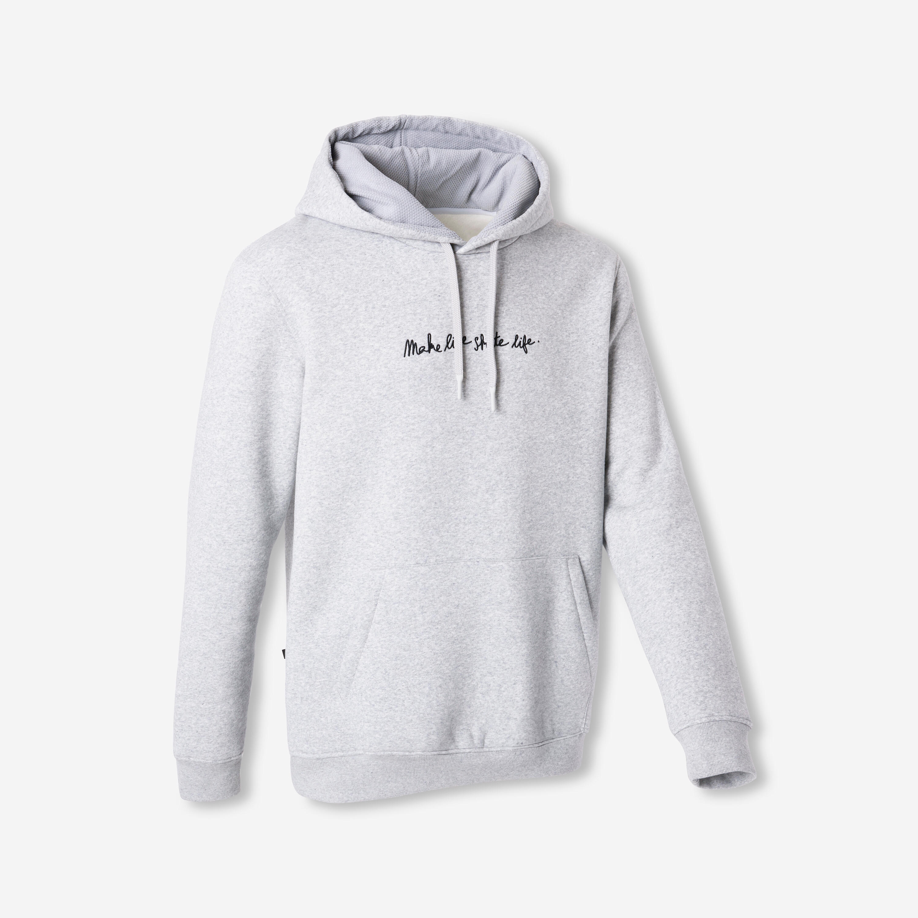 Skateboard Hoodie - HD500 grau meliert Zusammenarbeit Make Life Skate Life