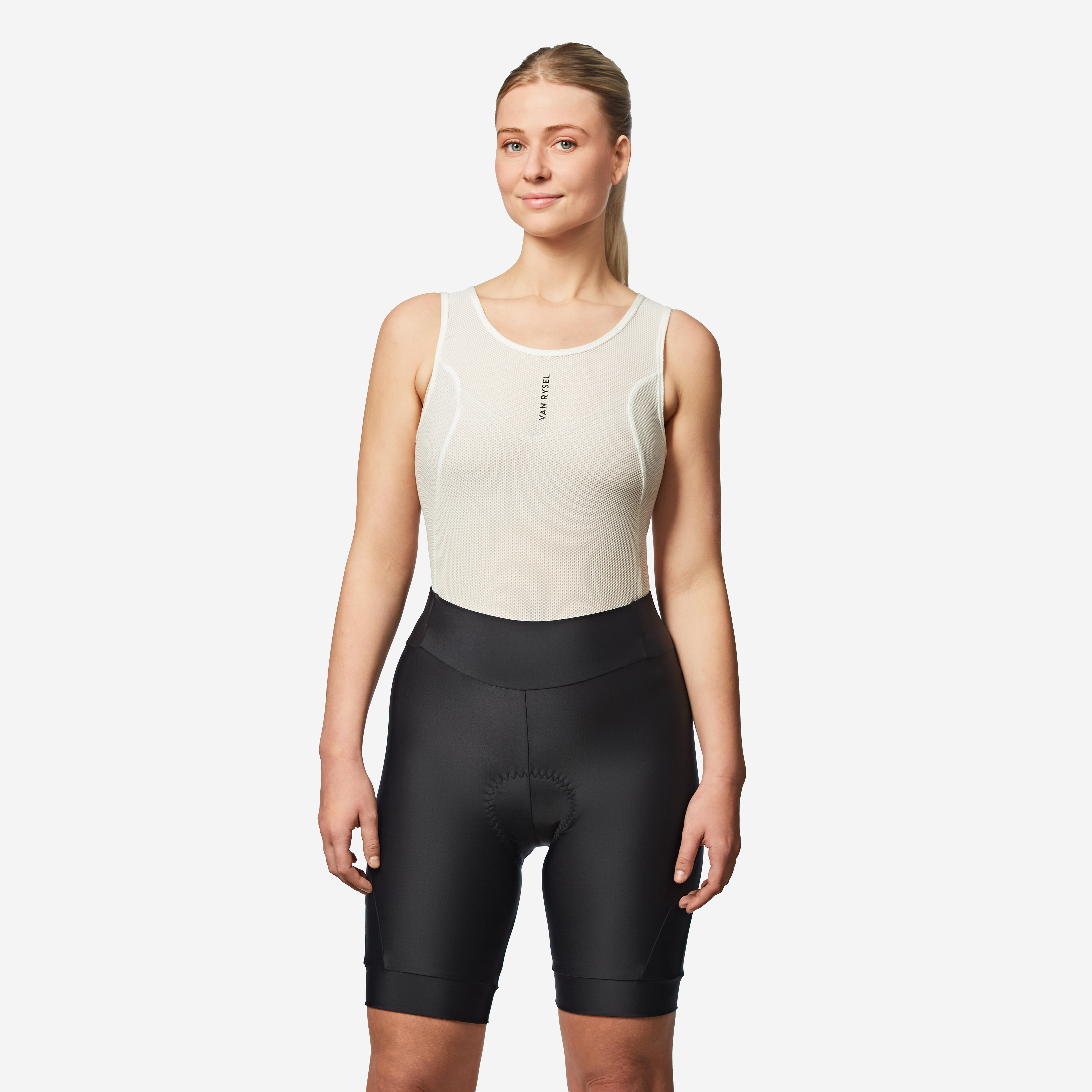 Radhose Rennrad kurz ohne Träger Sommer Discover Damen Schwarz