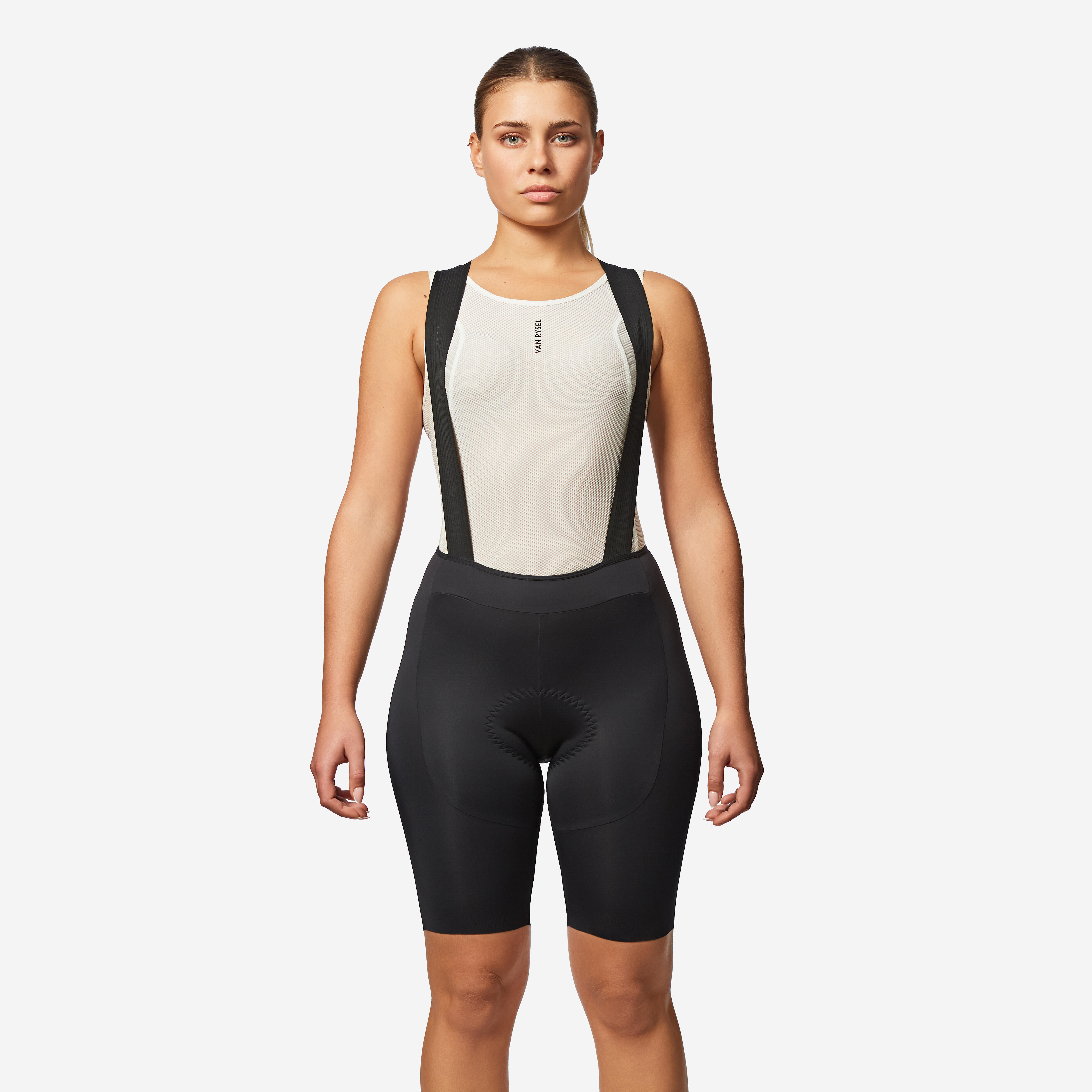 Radhose Rennrad ​Sommer kurz mit Trägern Racer 3 Damen schwarz