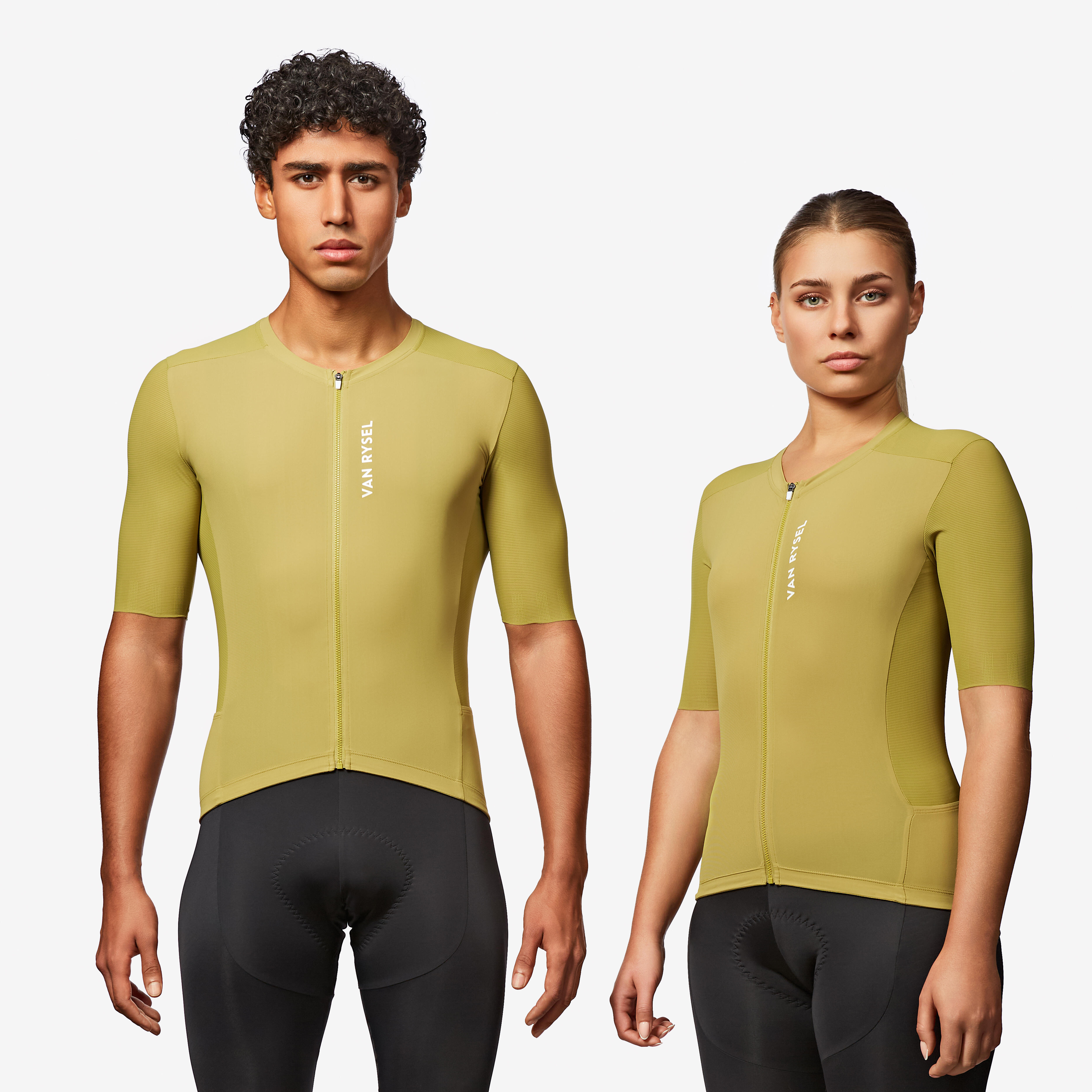 Radtrikot Rennrad kurzarm Sommer Unisex 'Racer 2' Khaki