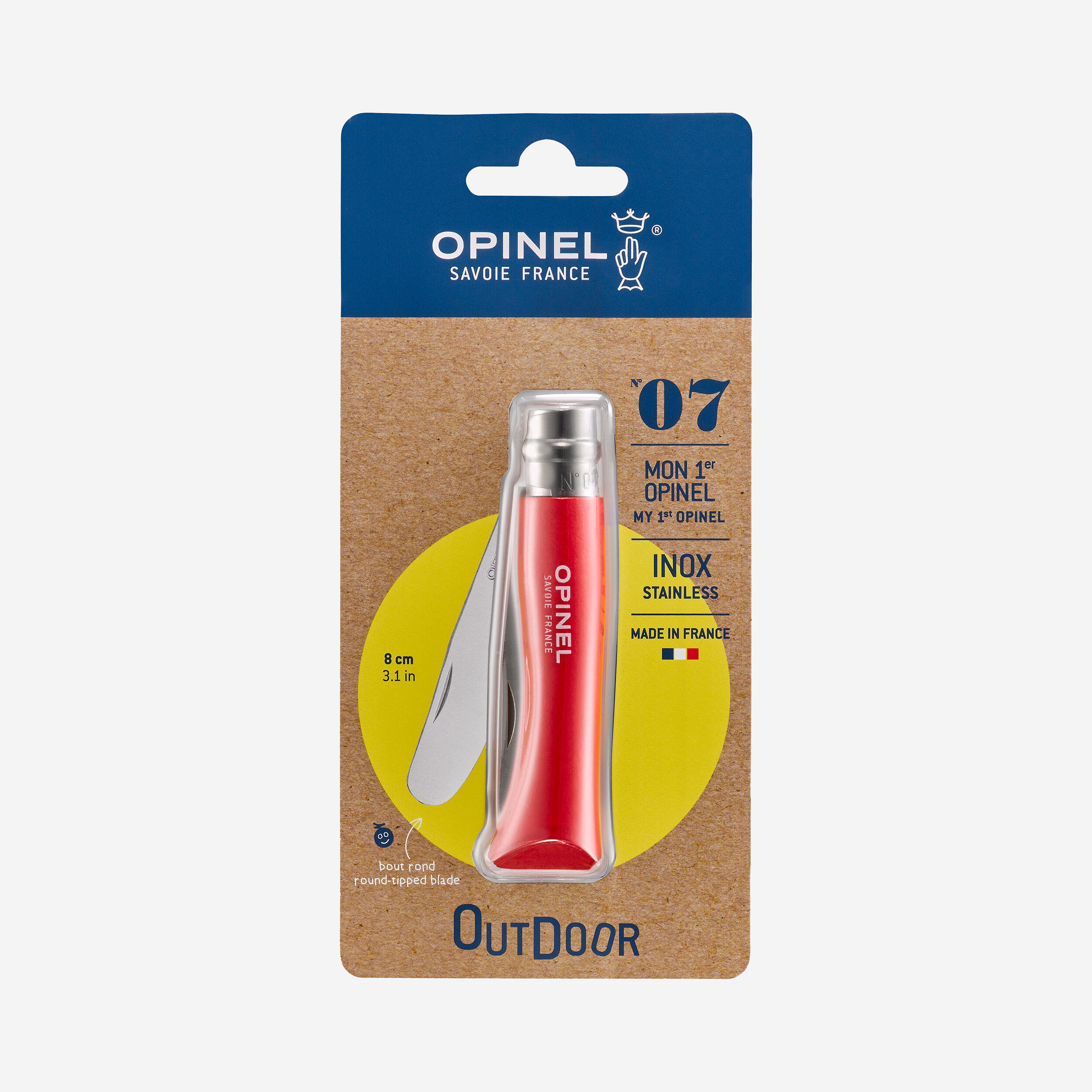 Taschenmesser Kinder abgerundete Spitze Outdoor - Opinel Nr. 7 rot