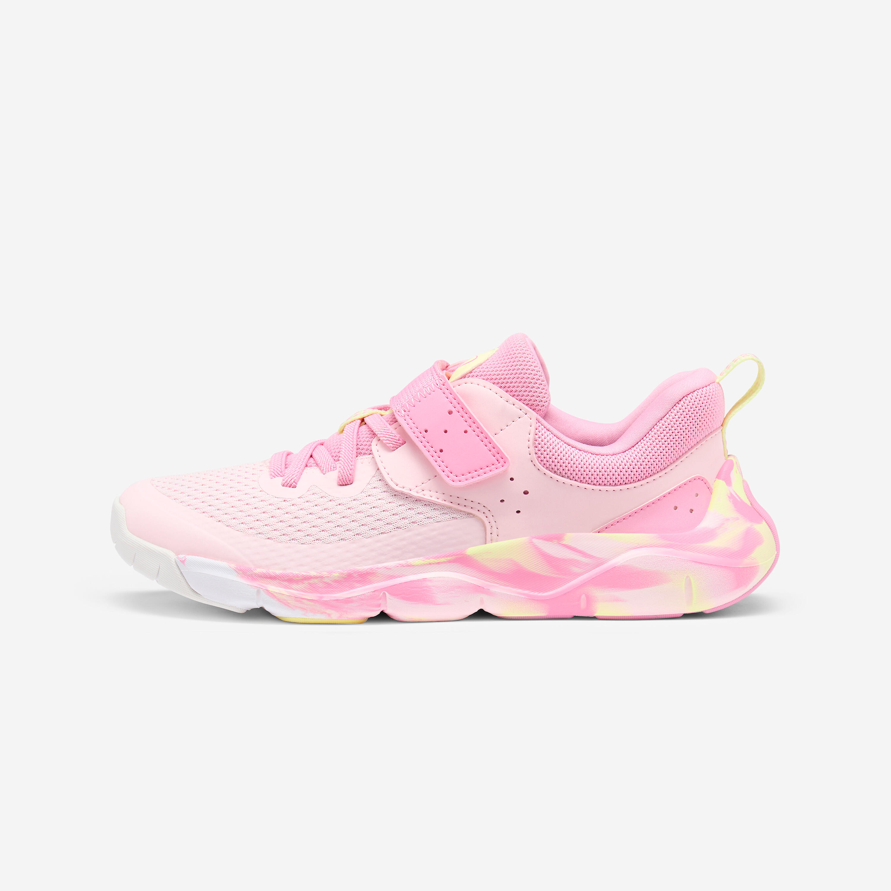 Sportschuhe Kinder Klett elastische Schnürsenkel - Playful Fast rosa/gelb