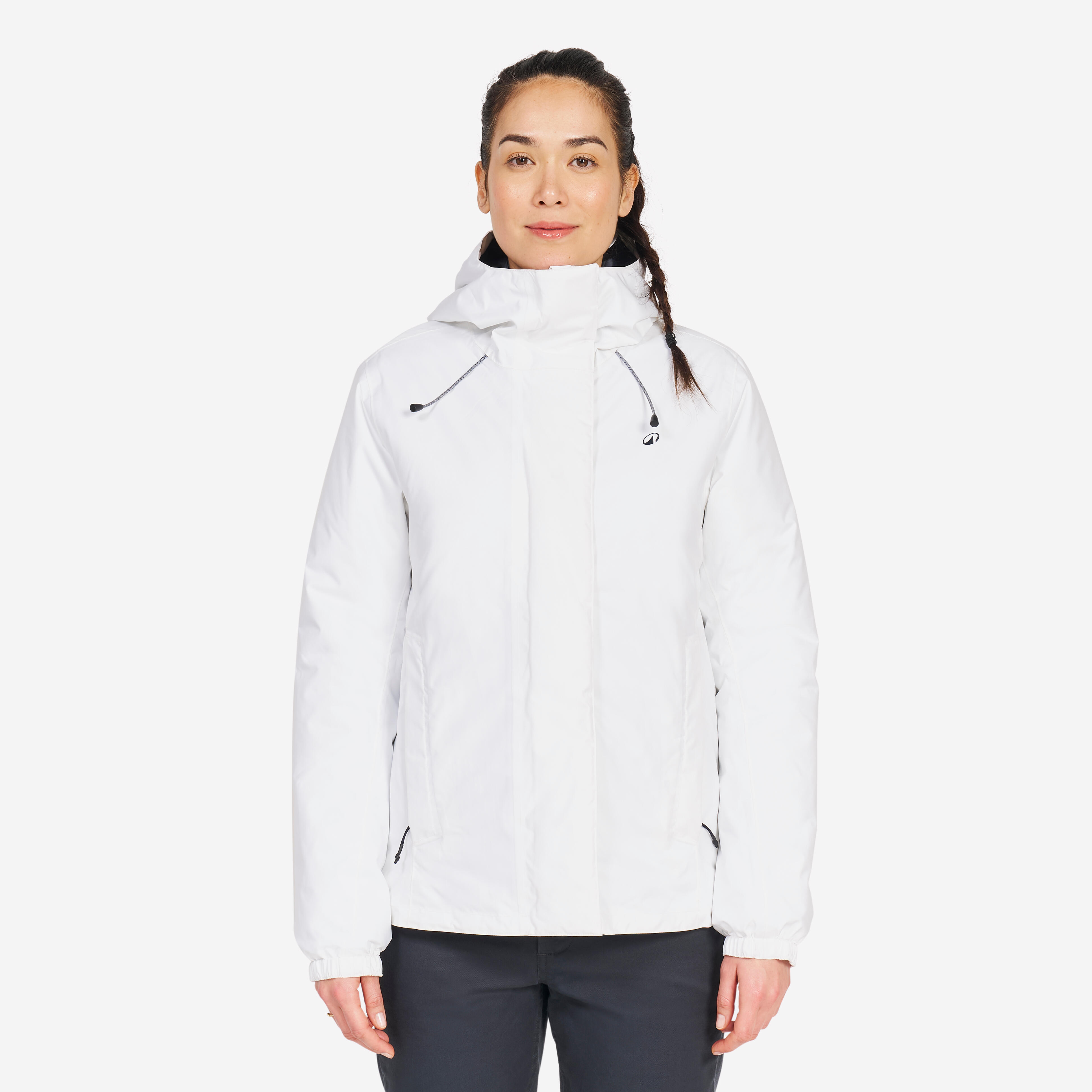 Regenjacke Segeln Damen warm wasserdicht 100 weiß
