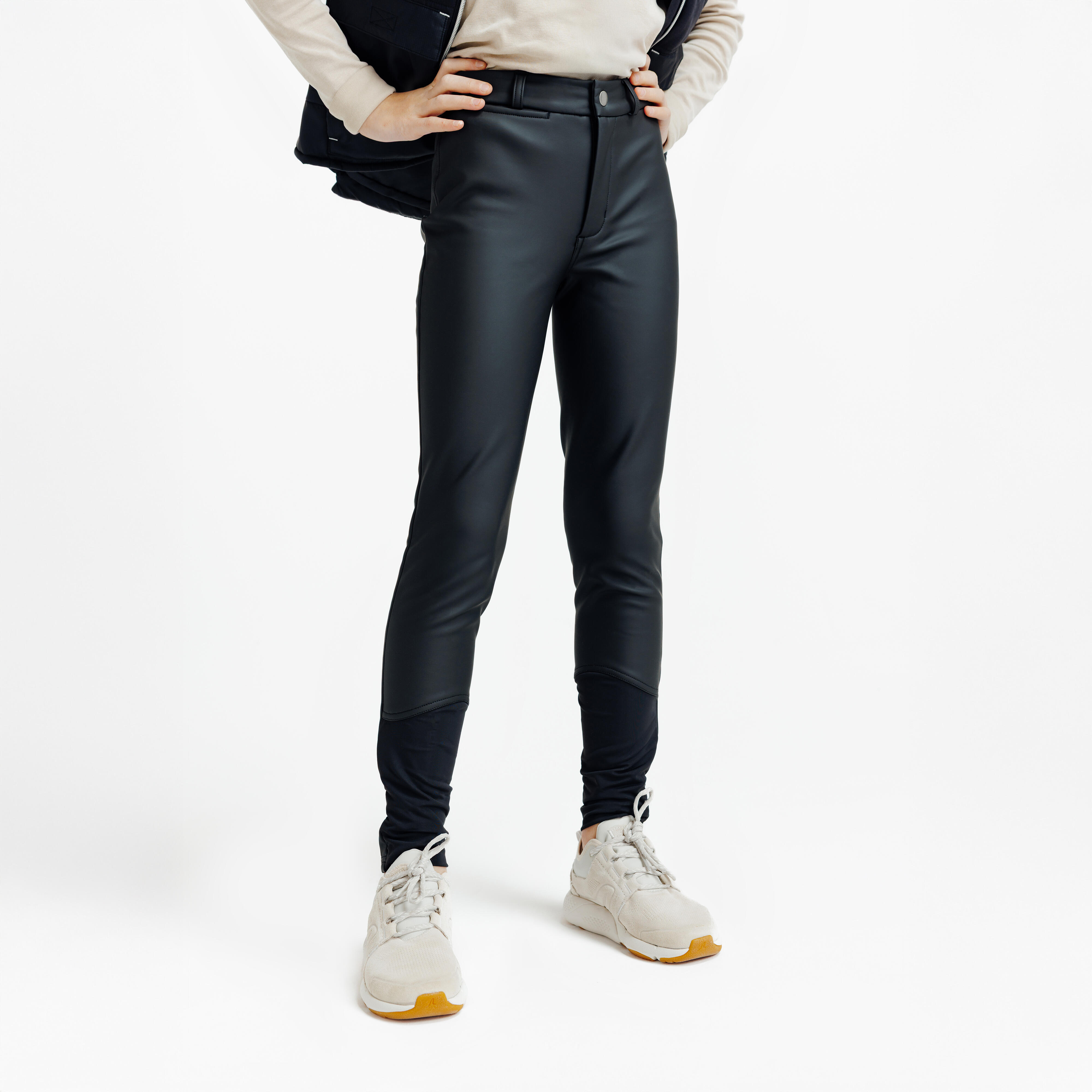 Winter-Reithose Kipwarm wasserabweisend Vollbesatz Full Grip Kinder schwarz