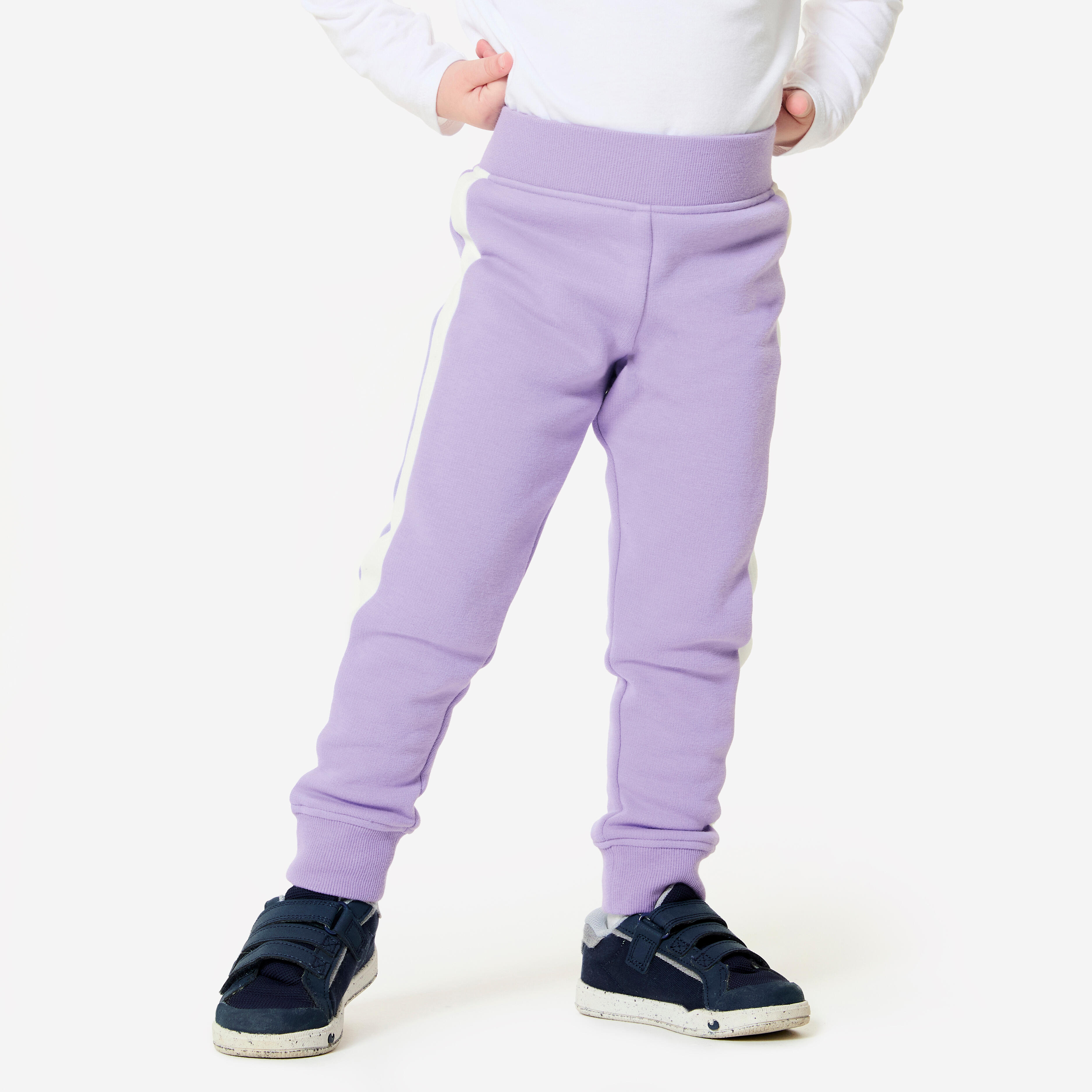 Jogginghose Baby warm - lila/weiß