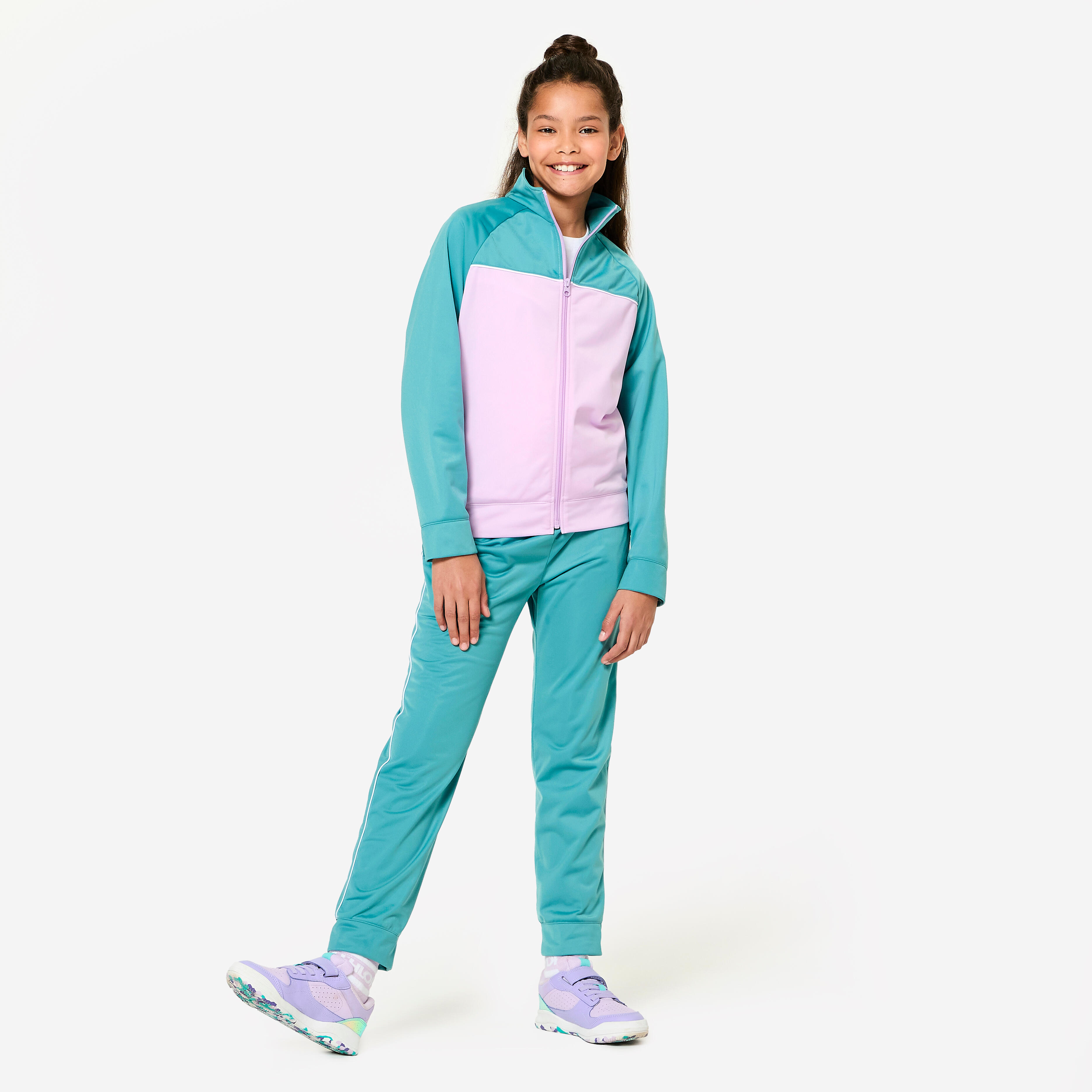 Trainingsanzug Kinder atmungsaktiv - blau/rosa