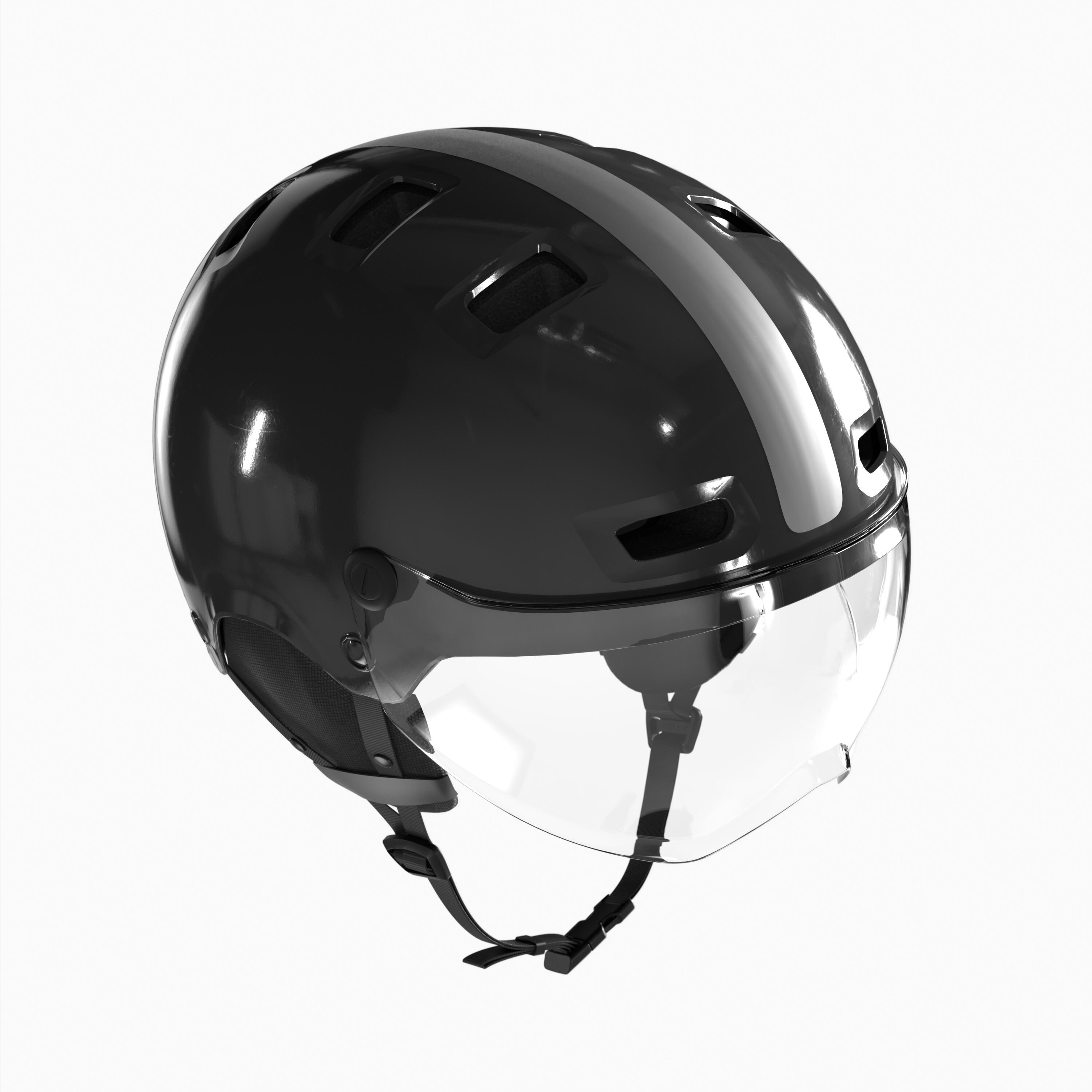 Fahrradhelm City CBH 580 Bowl mit Visier schwarz glänzend