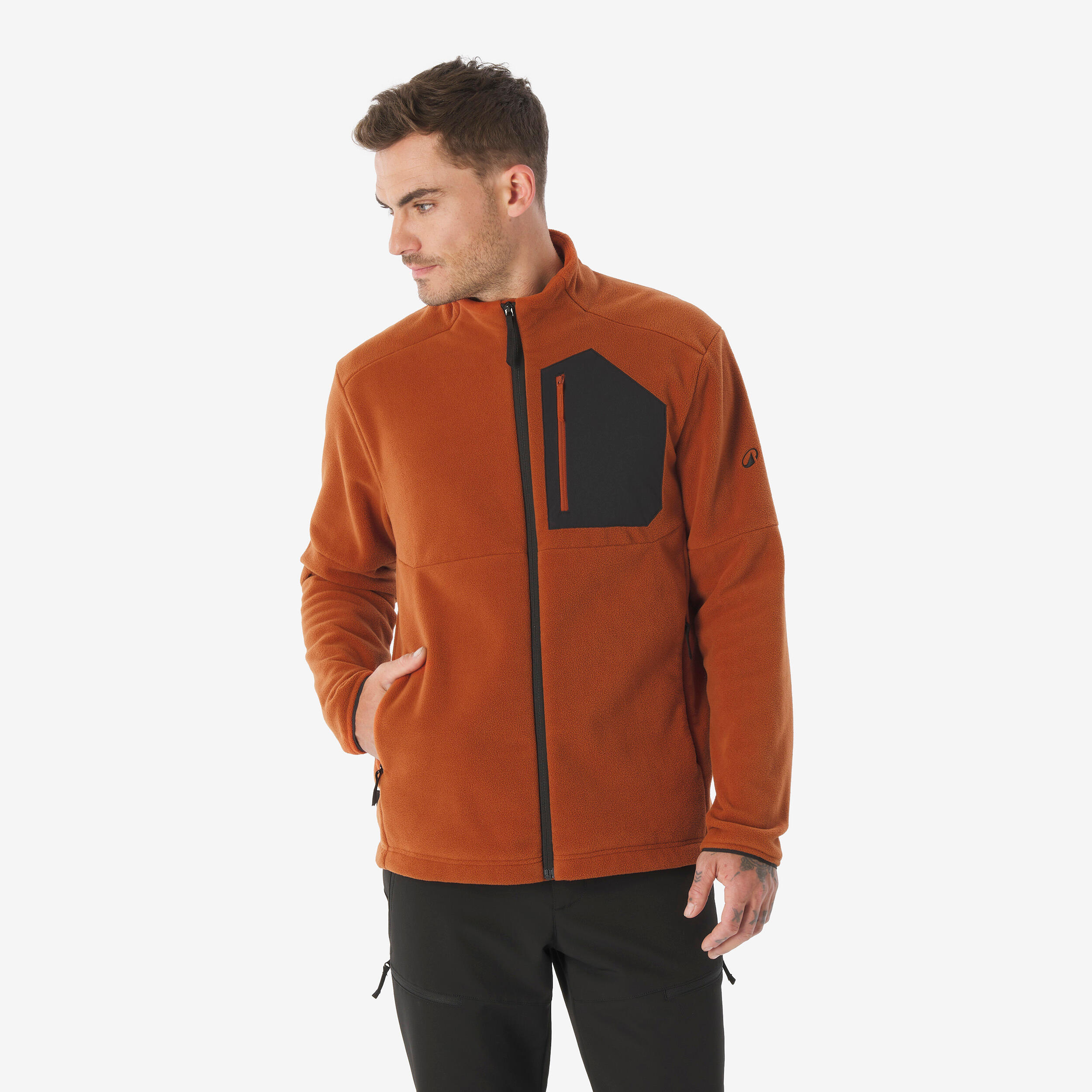 Fleecejacke Herren mit Tasche Wandern - MH500 orange
