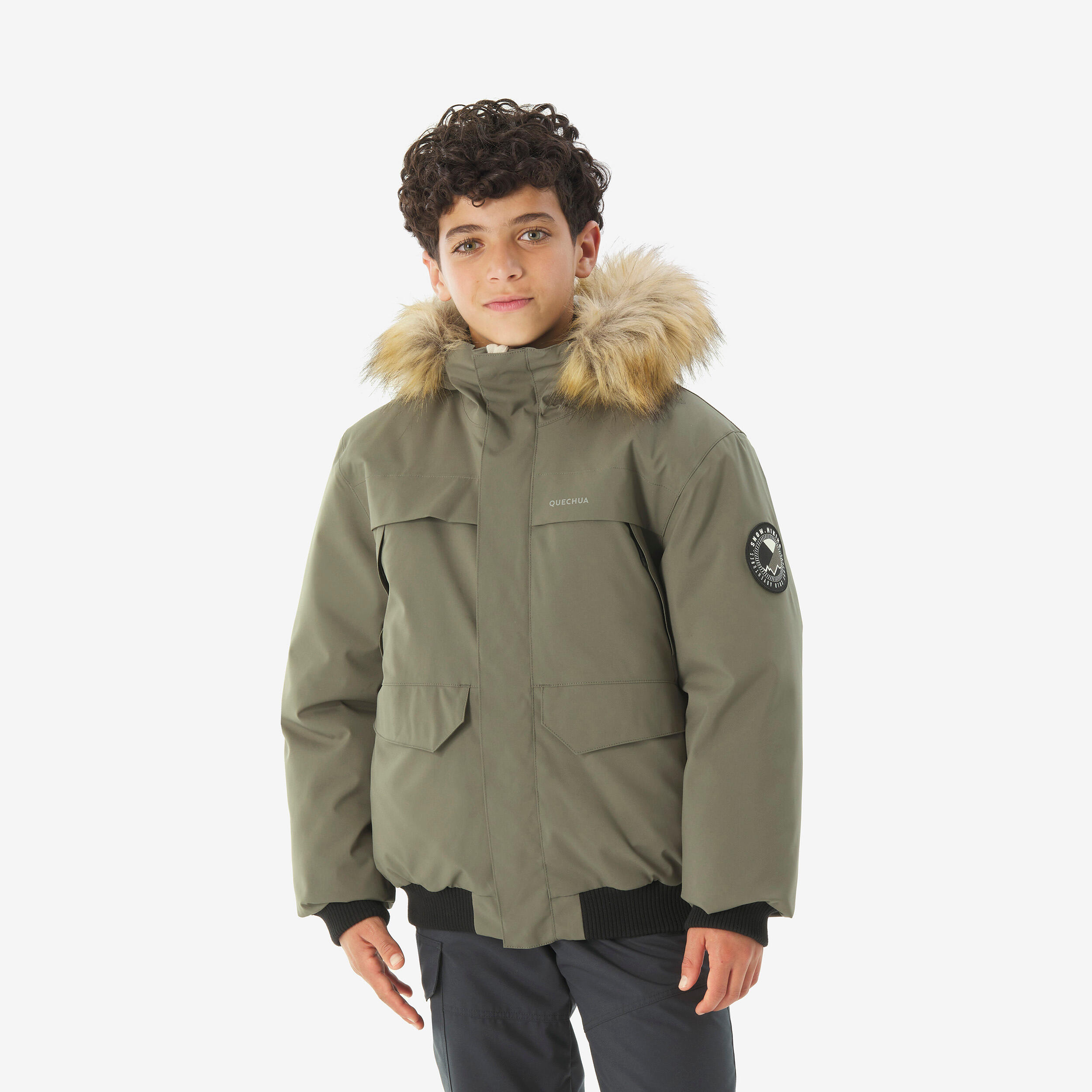 Winterjacke Blouson Kinder Gr. 122-170 warm wasserdicht - NH500 grün