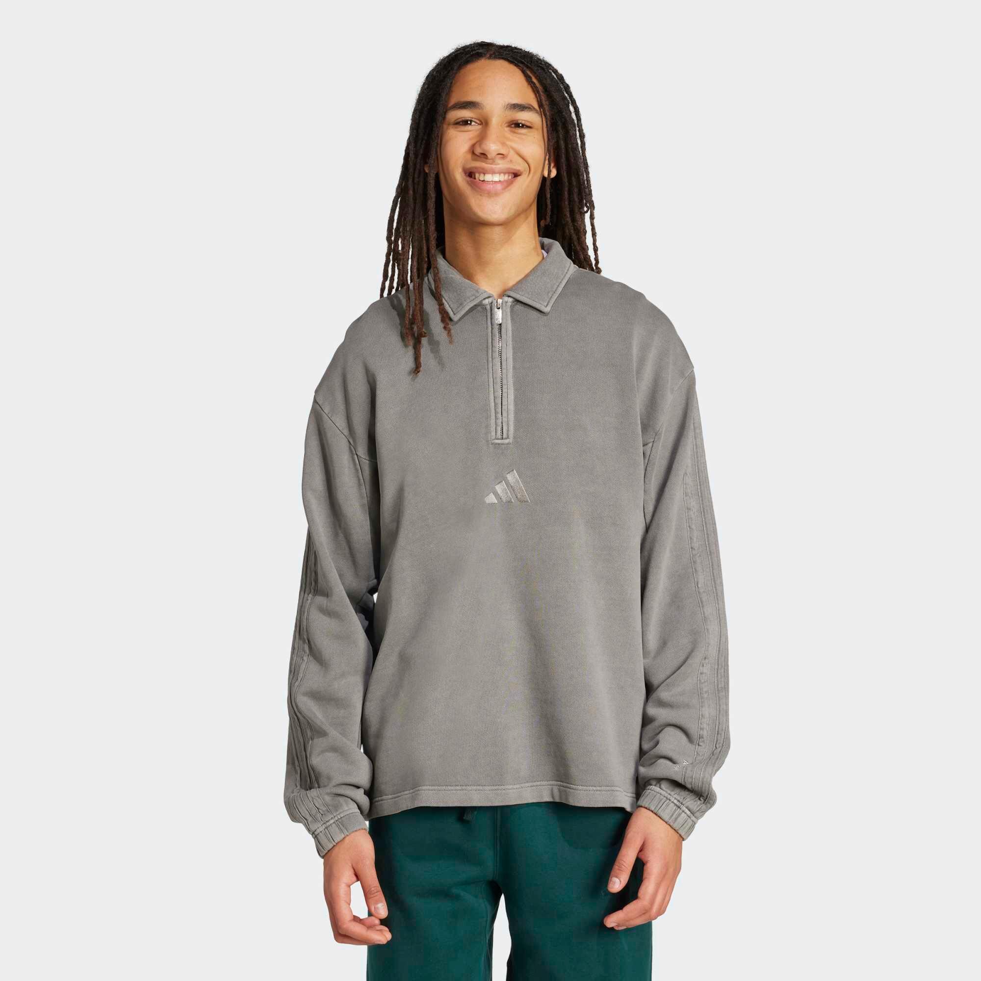 Sweatshirt Frottee halber Zipp verwaschen - All Szn grau