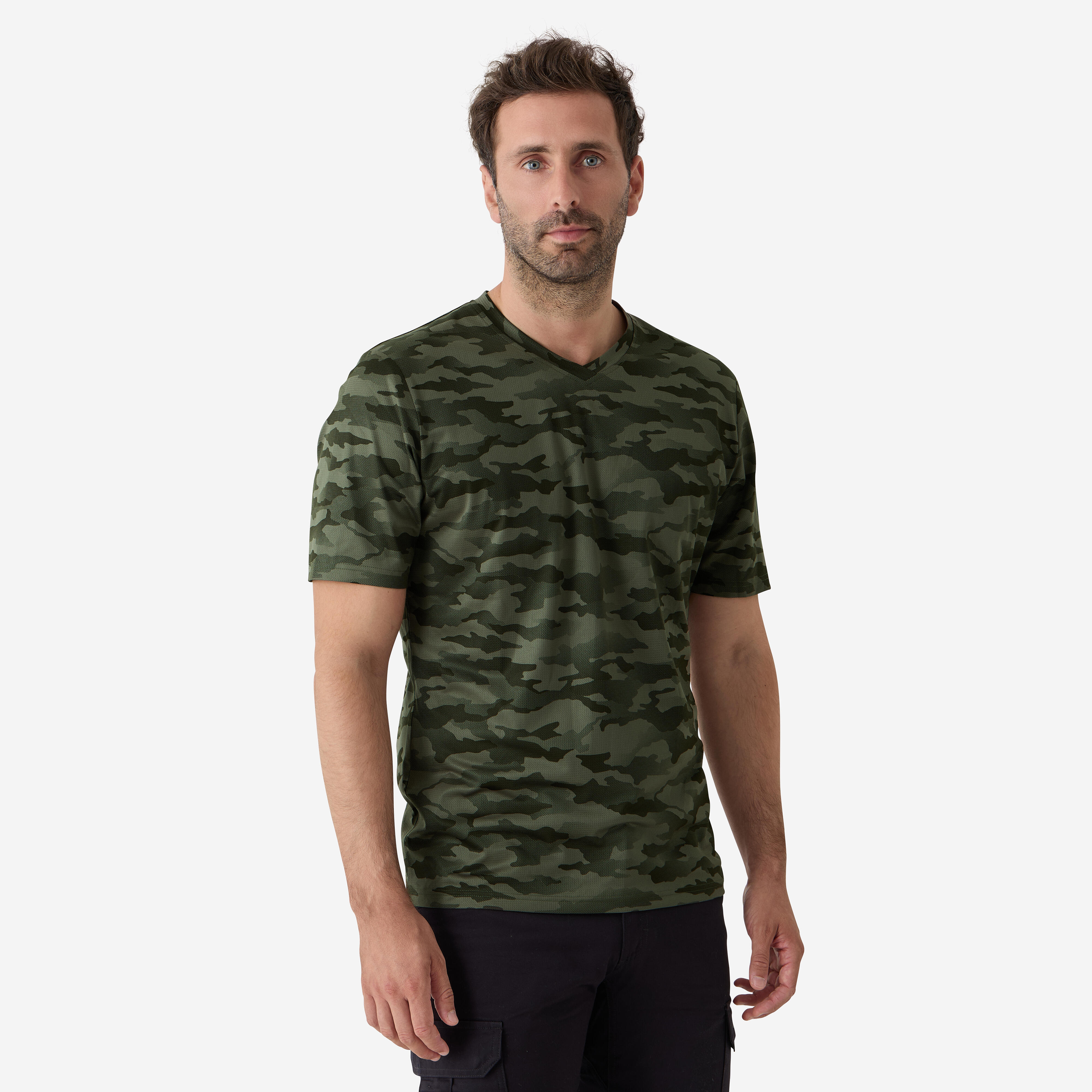 Jagd-T-Shirt 100 atmungsaktiv camouflage grün