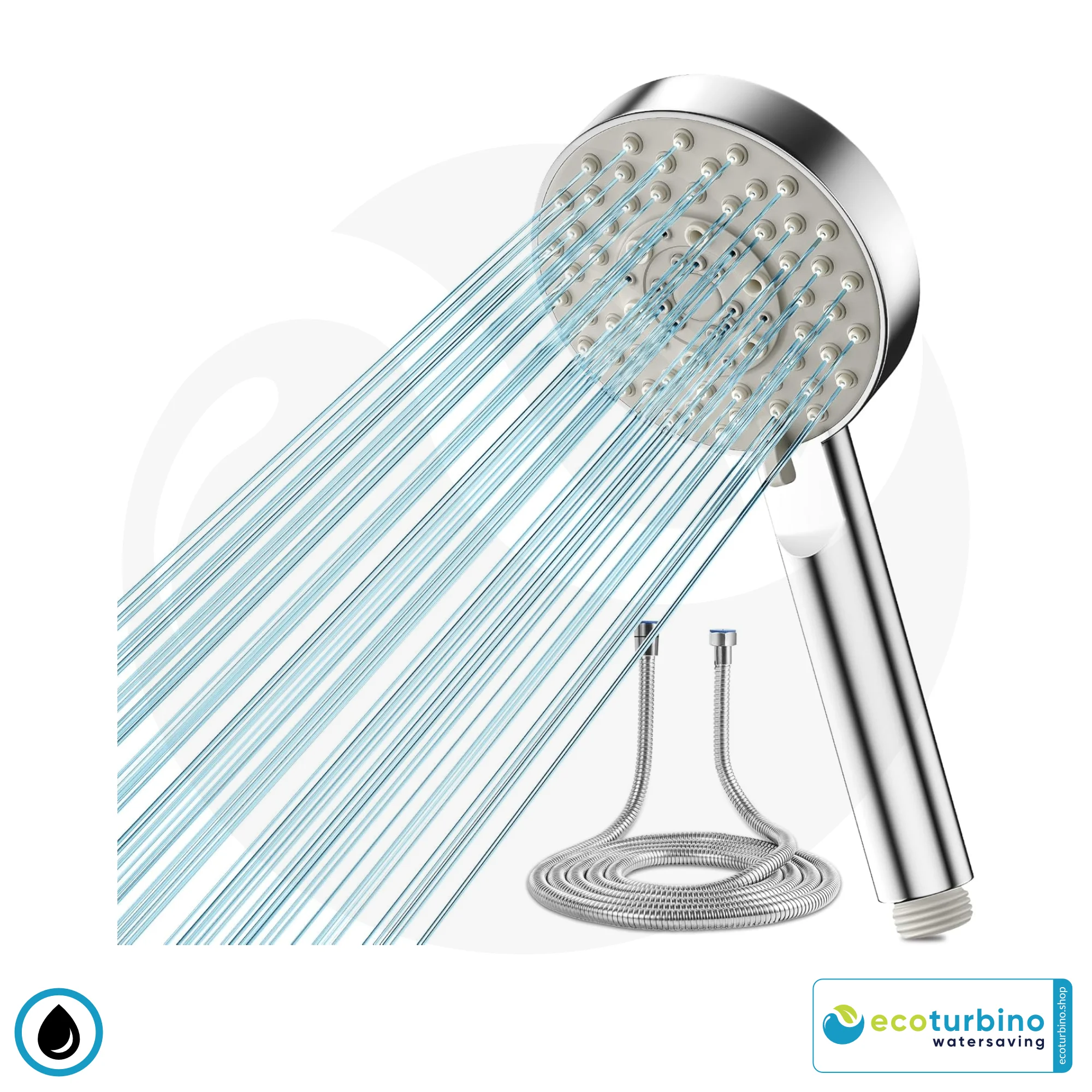 Magichome Duschkopf mit Schlauch 2m, Duschkopf Wassersparend mit 5 Strahlarten, Turbogeladenes Design, Hochdruck Handbrause, Wassersparene Duschbrause | Funktion getestet mit ecoturbino & 80% bestanden