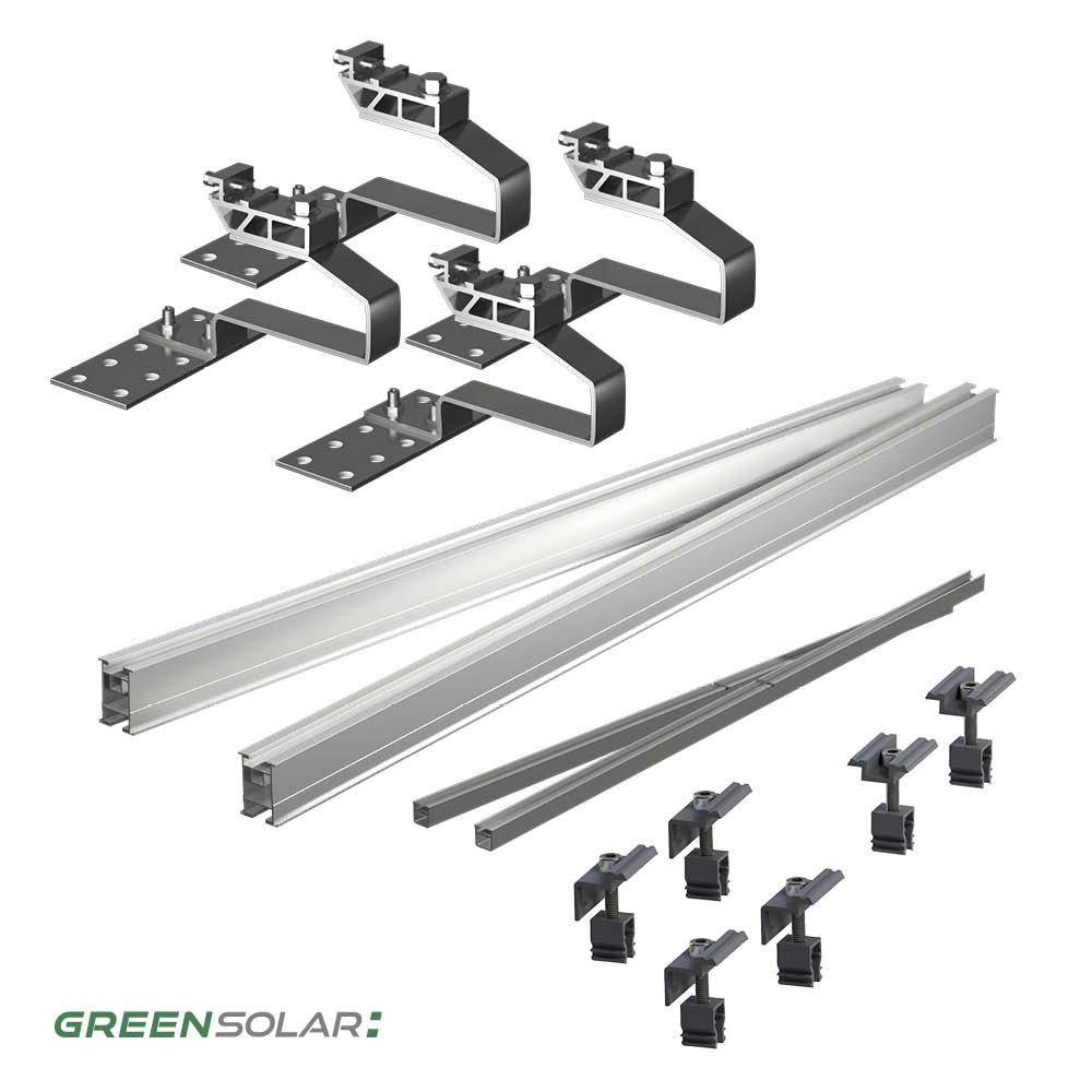 Ziegeldachbefestigung Erweiterung mit Trageschienen für 1 Modul