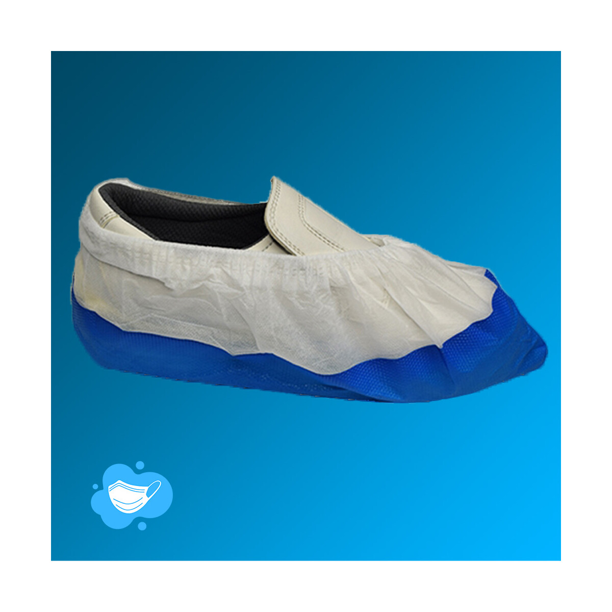 Überziehschuhe mit CPE Laufsohle von NITRAS, weiß mit blauer Sohle - 40cm, 50 Stück