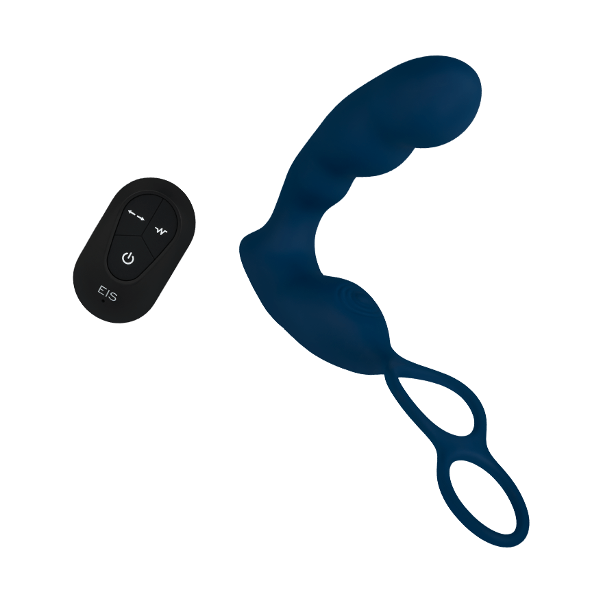 Prostata-Vibrator mit integriertem Penis- und Hodenring, 18 cm